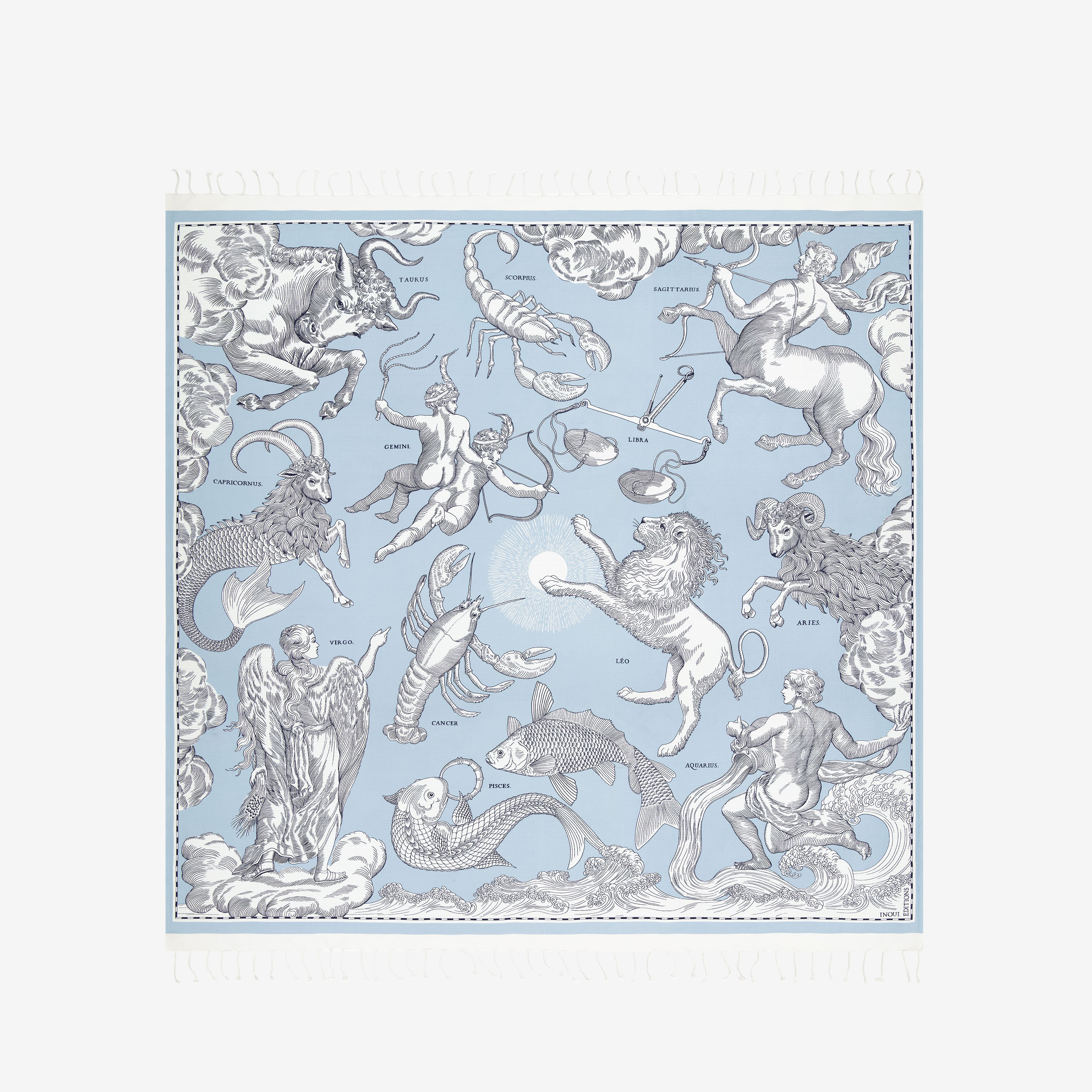 Fouta Towel 190 - Astrologie - Light Blue