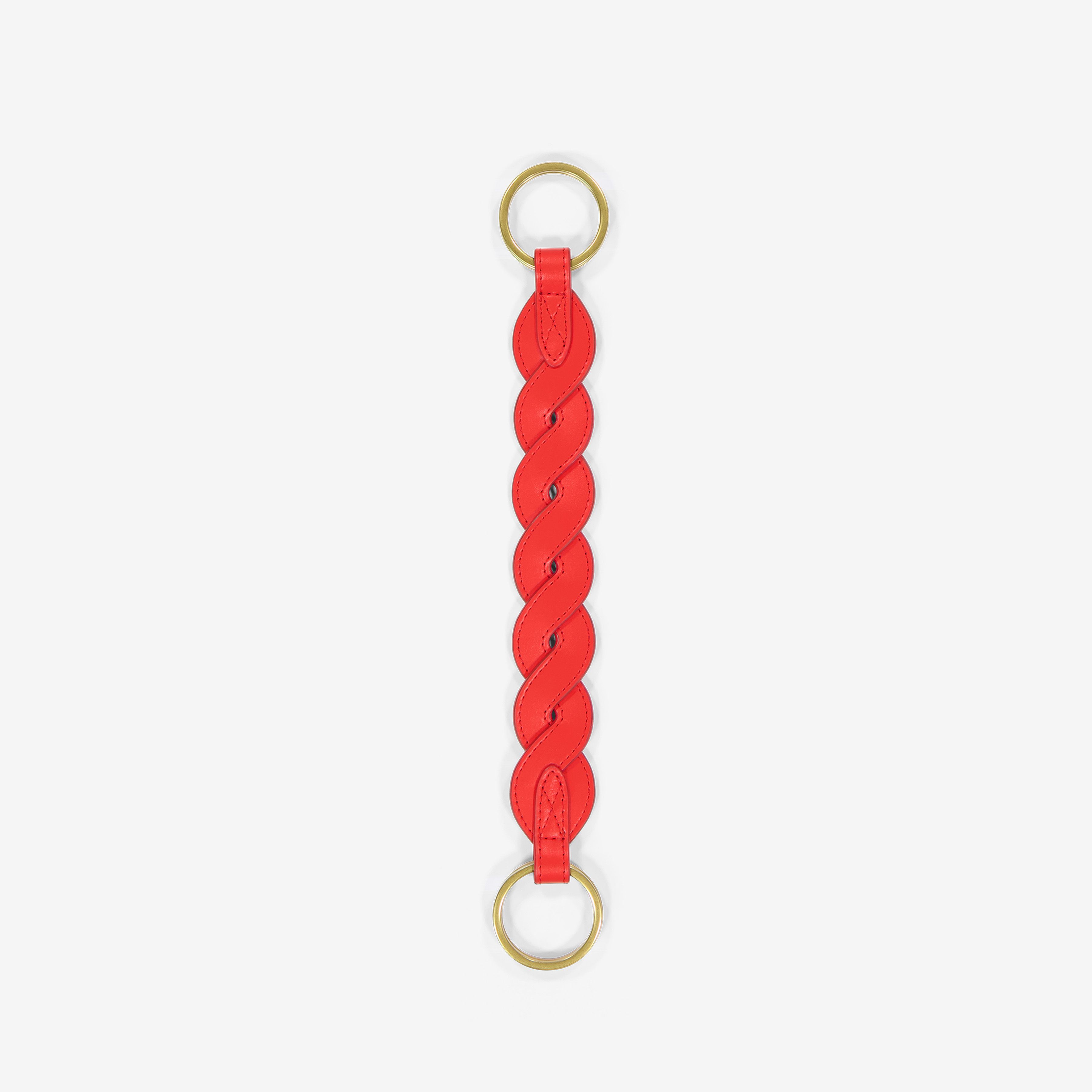 Leather Handle - Braid - Red