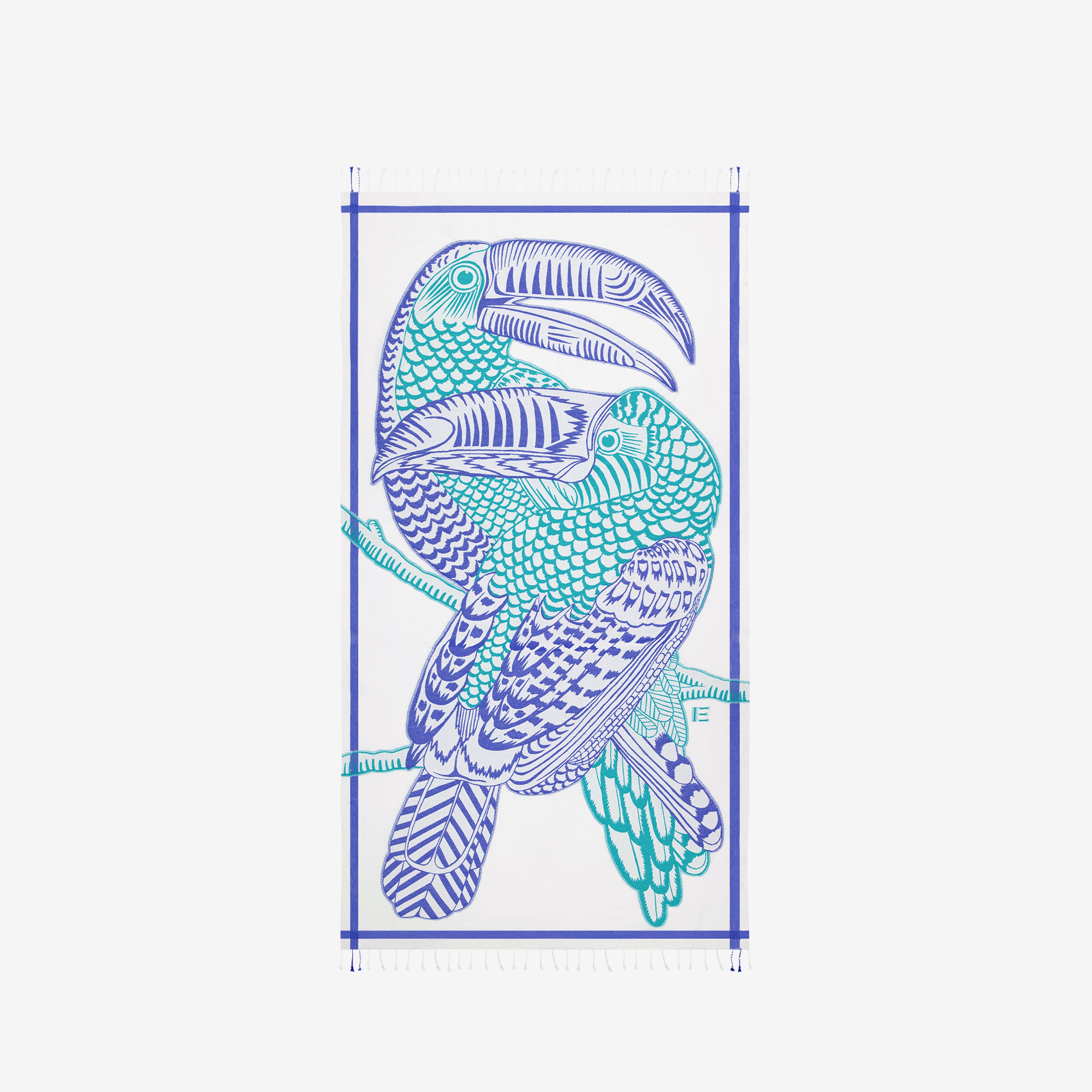 Fouta Towel 100 - Toucan 3D - Blue