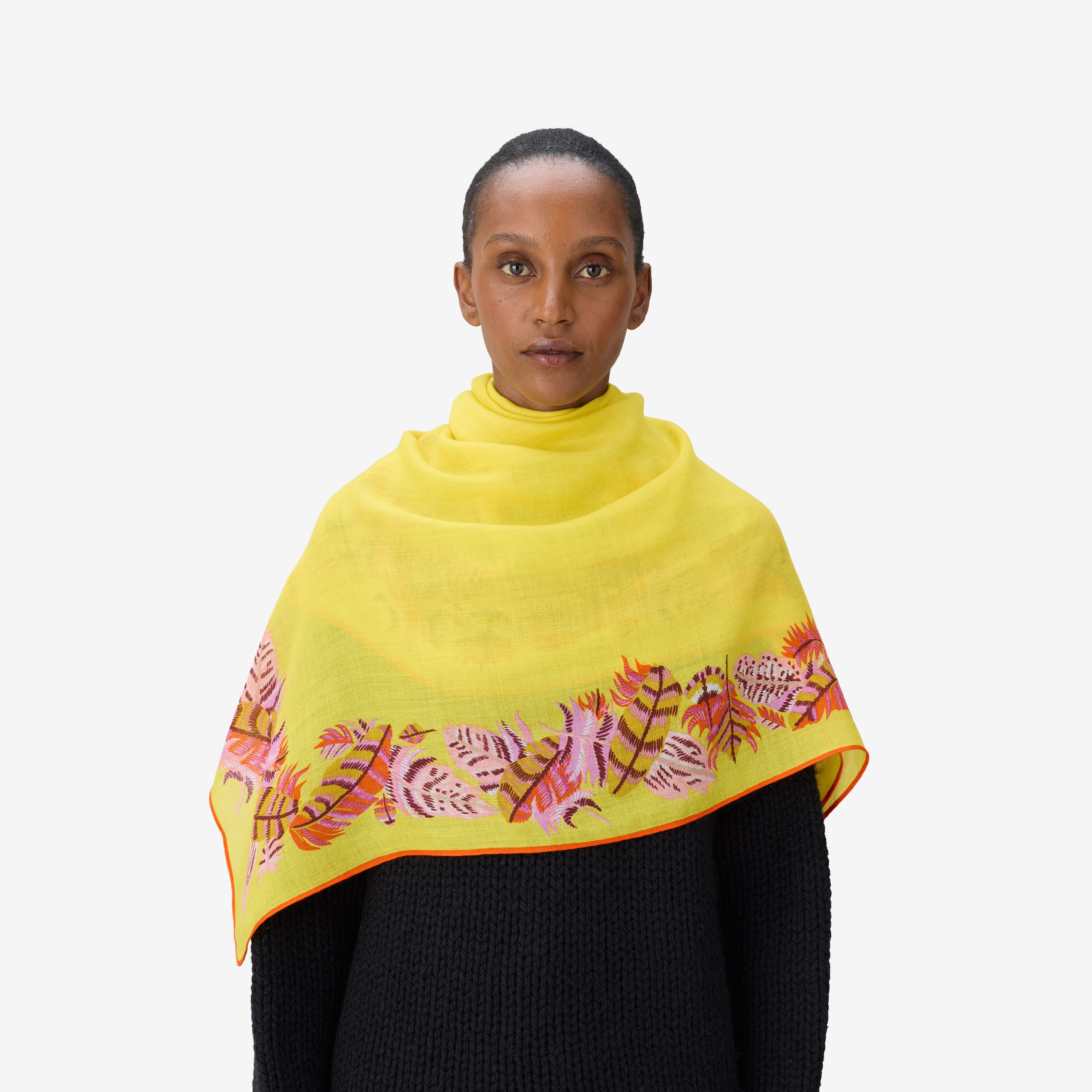 Carré 100 - Plumes - Jaune