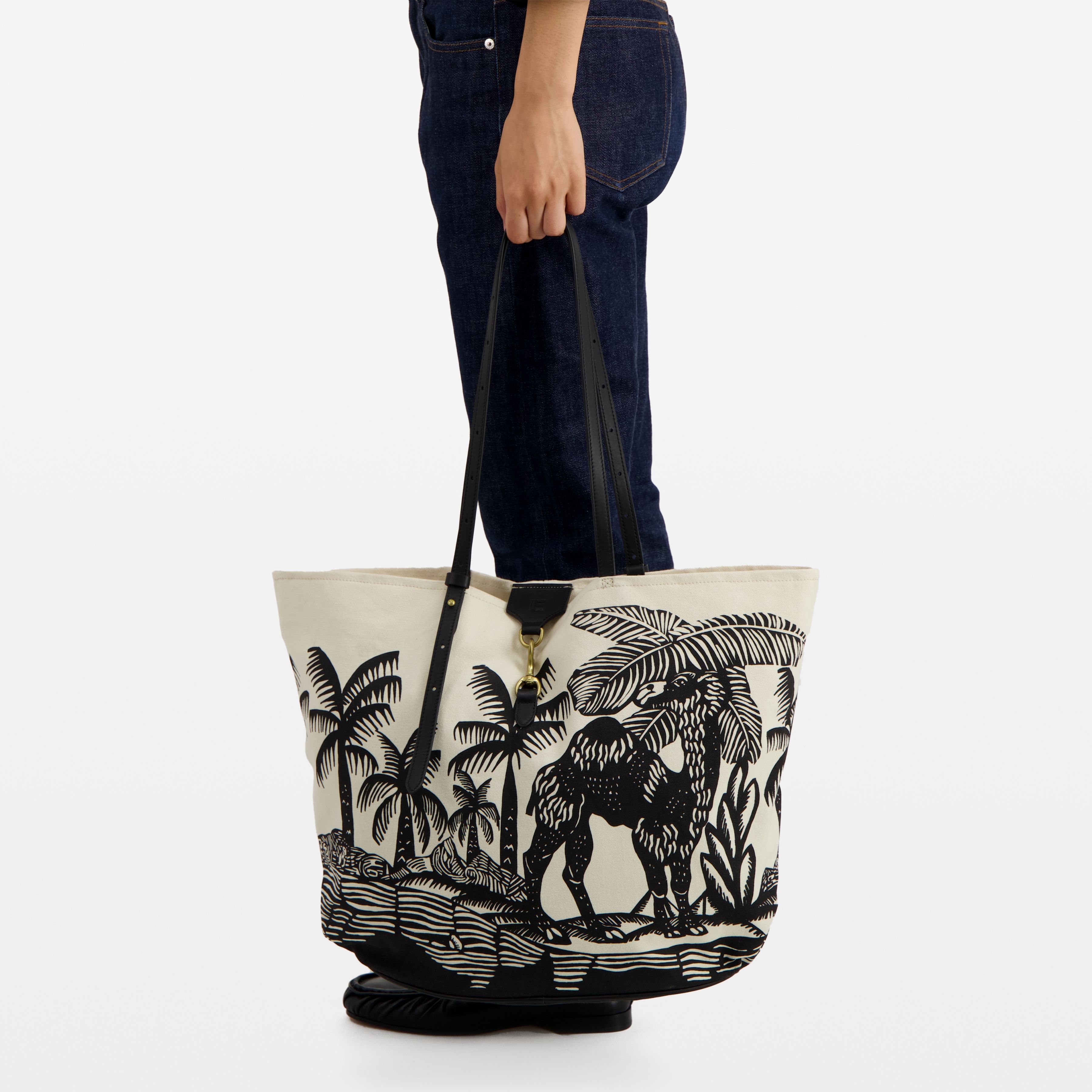 Soft Shopping Bag - Dromadaire et Poulpe - Black And White