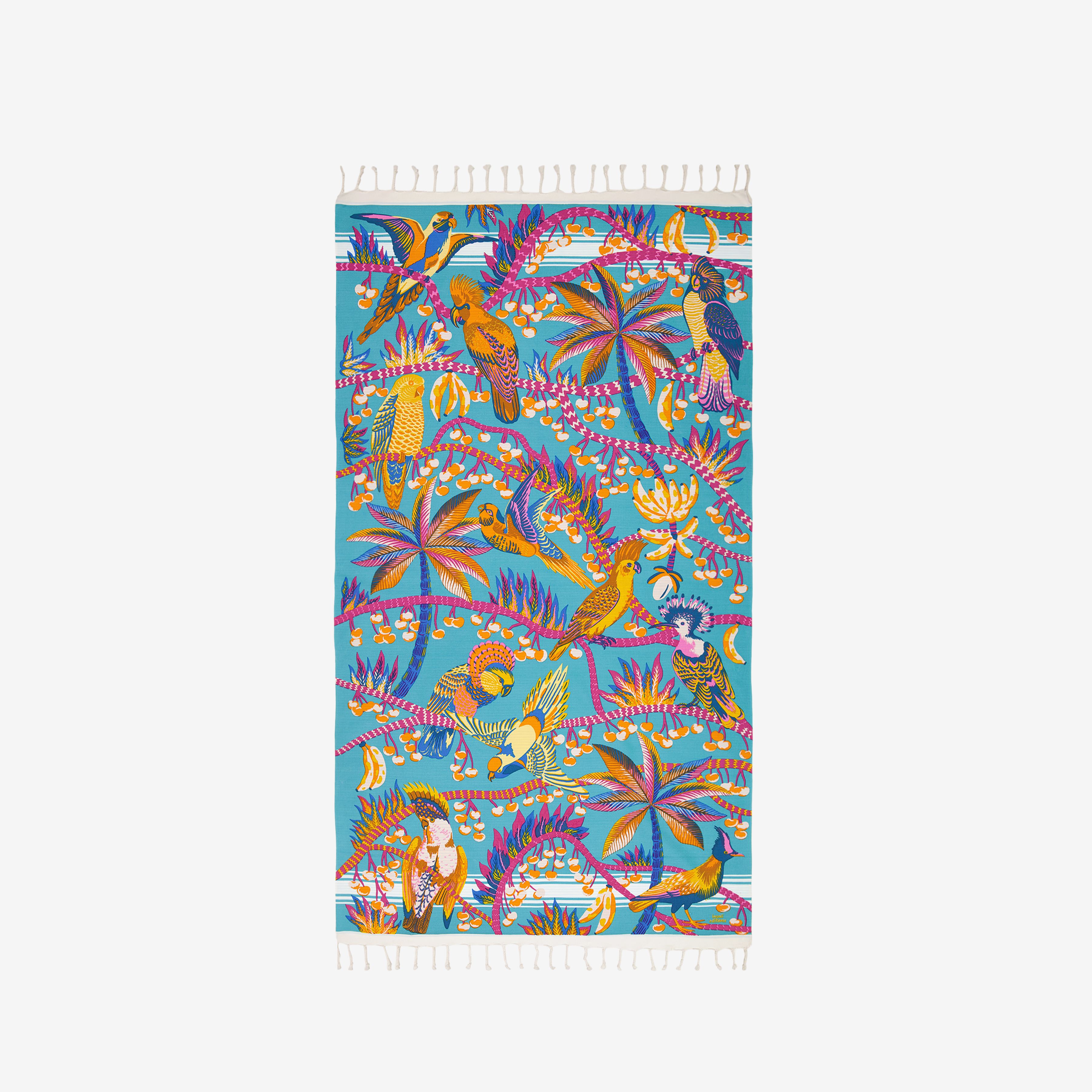 Fouta Towel 100 - Cerise - Turquoise Blue