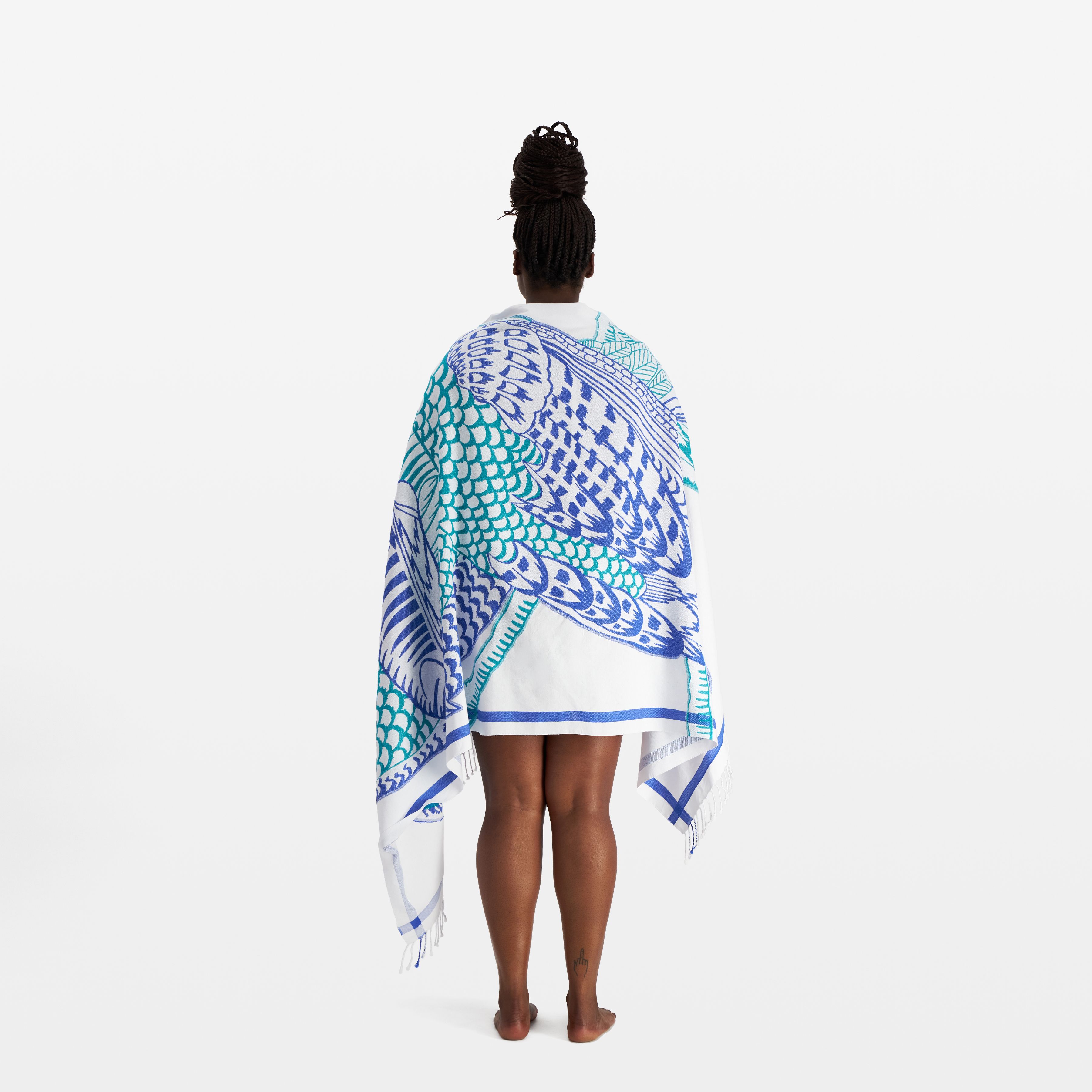 Fouta Towel 100 - Toucan 3D - Blue