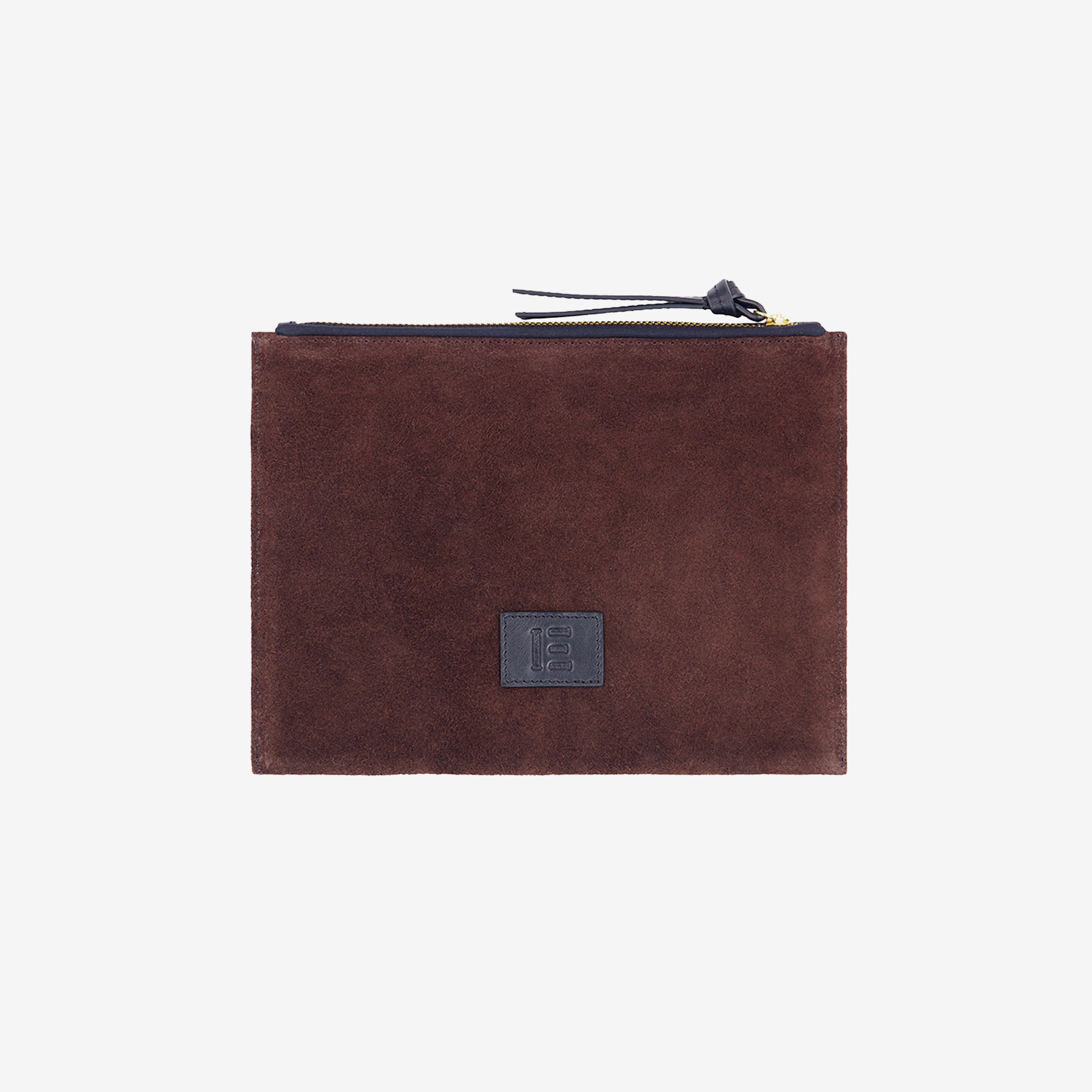 Embroidered Pouch - Tiger Eyes - Brown