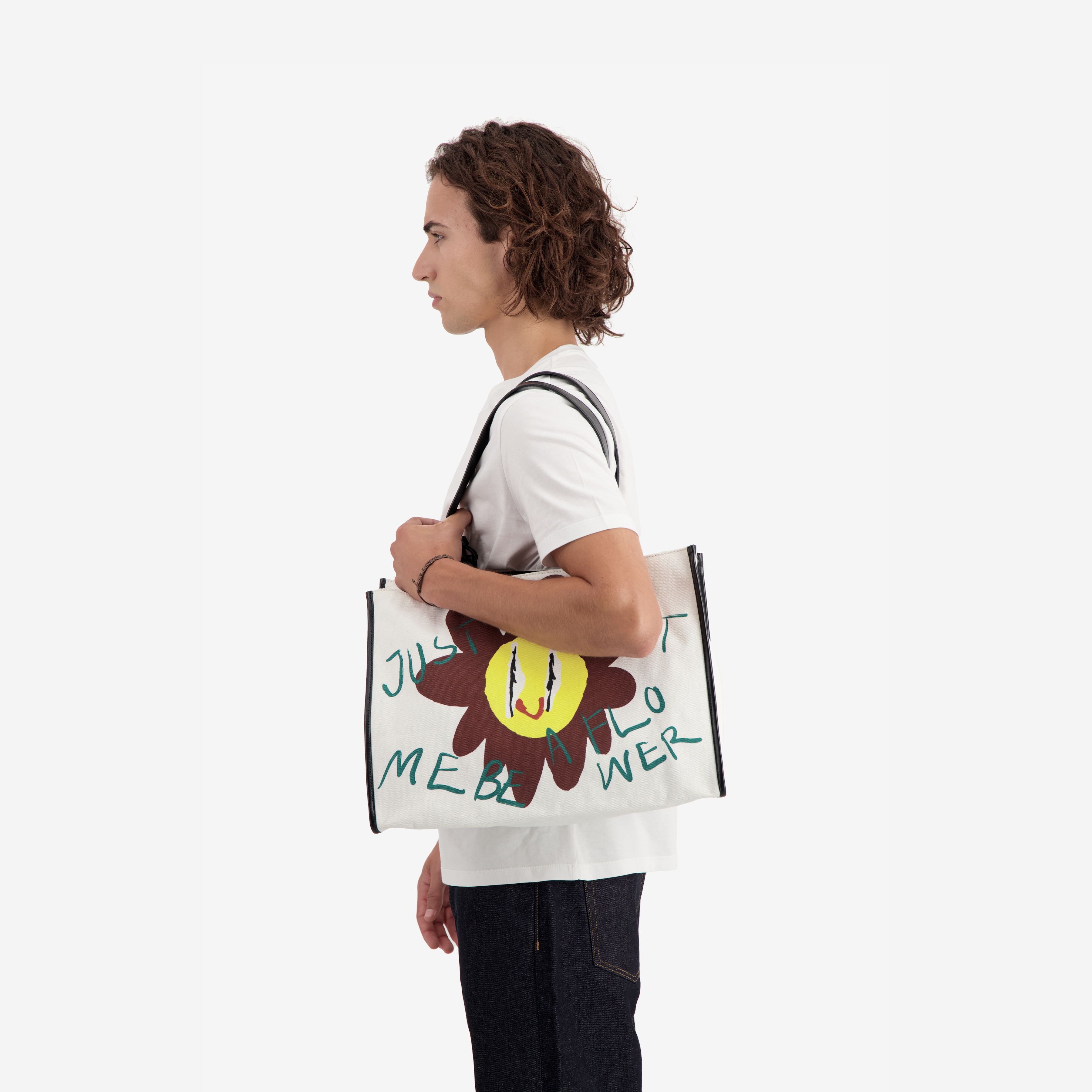 Shopping Bag - Flower - White