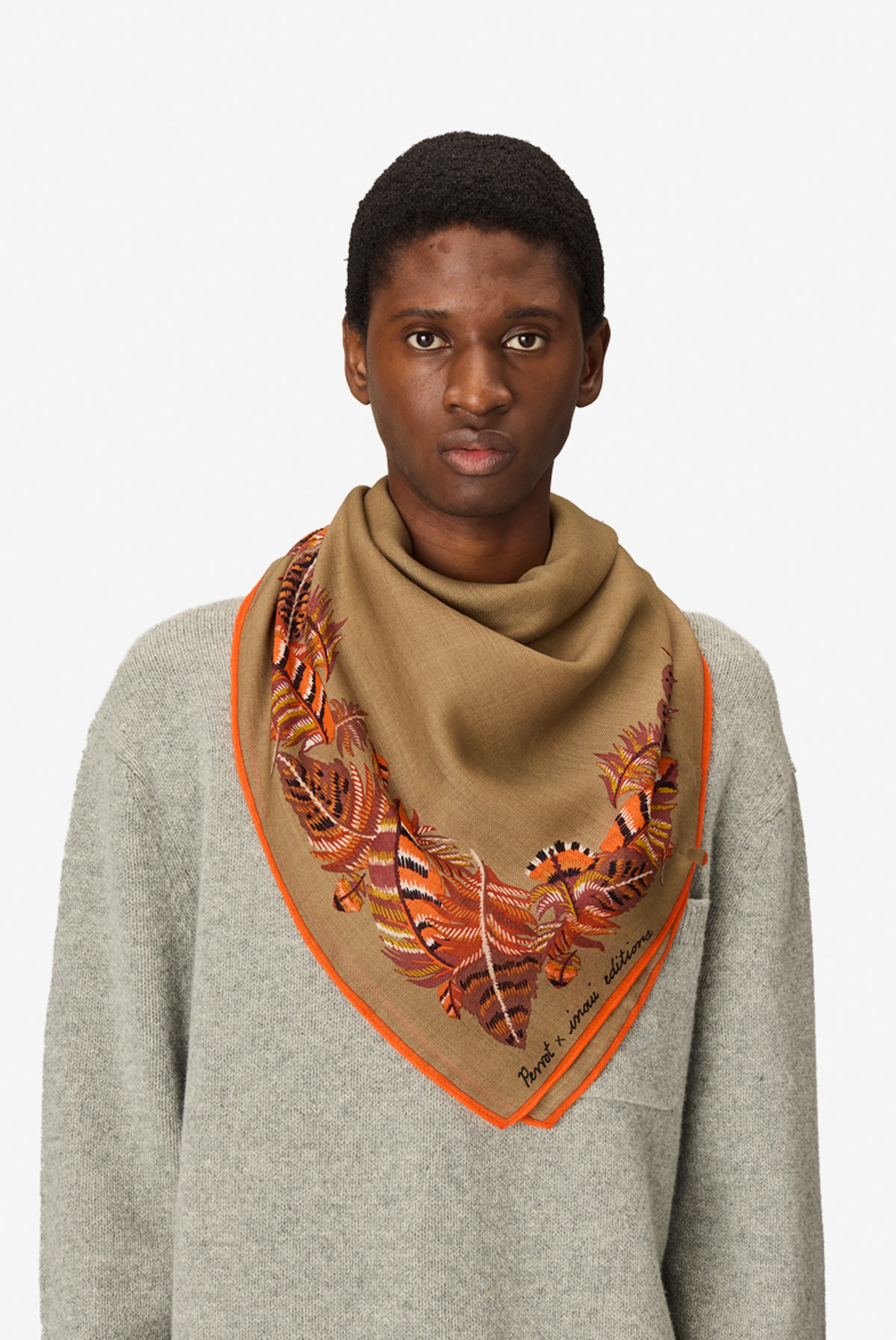 Carré 100 - Plumes - Beige