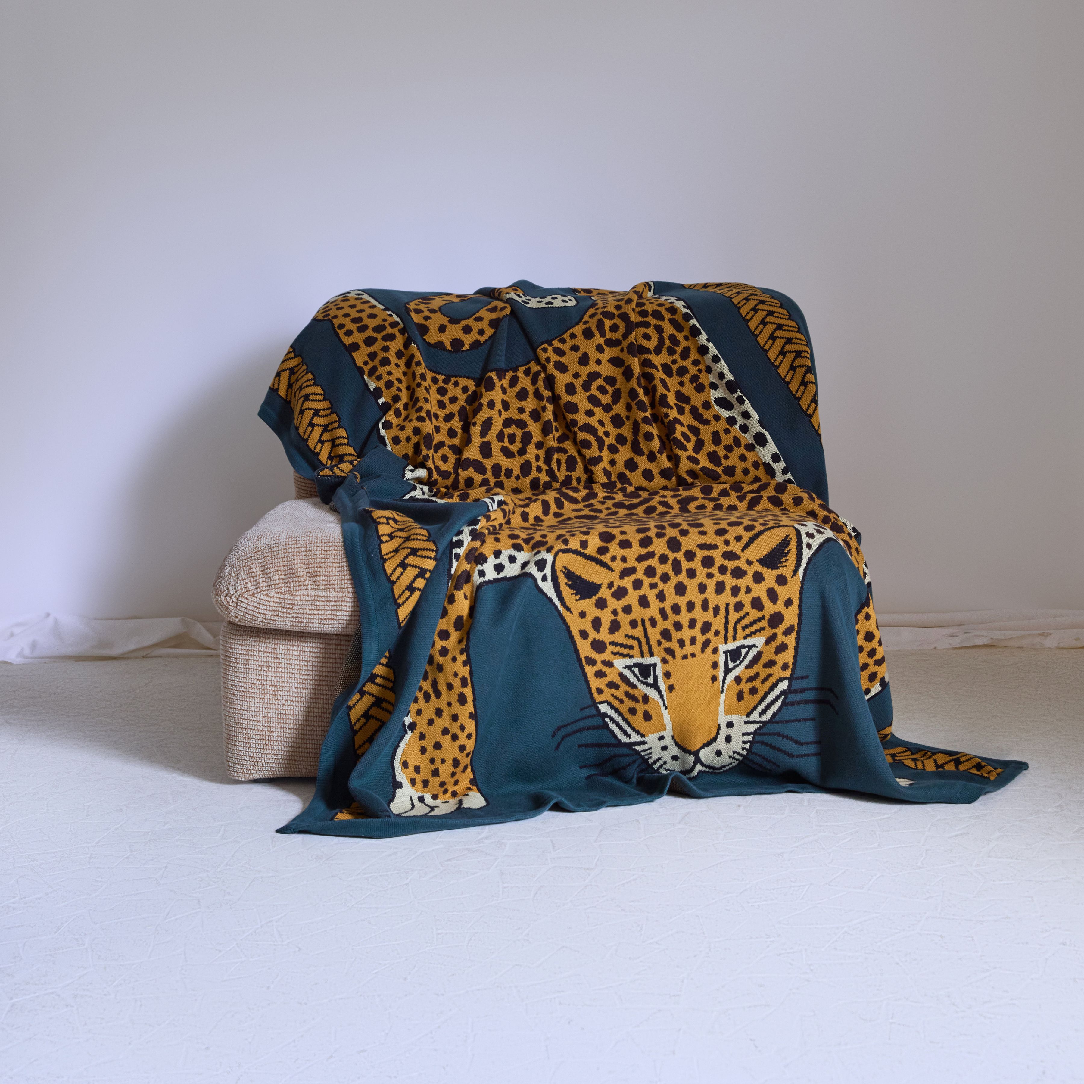 Decke 130 - Leopard - Grün