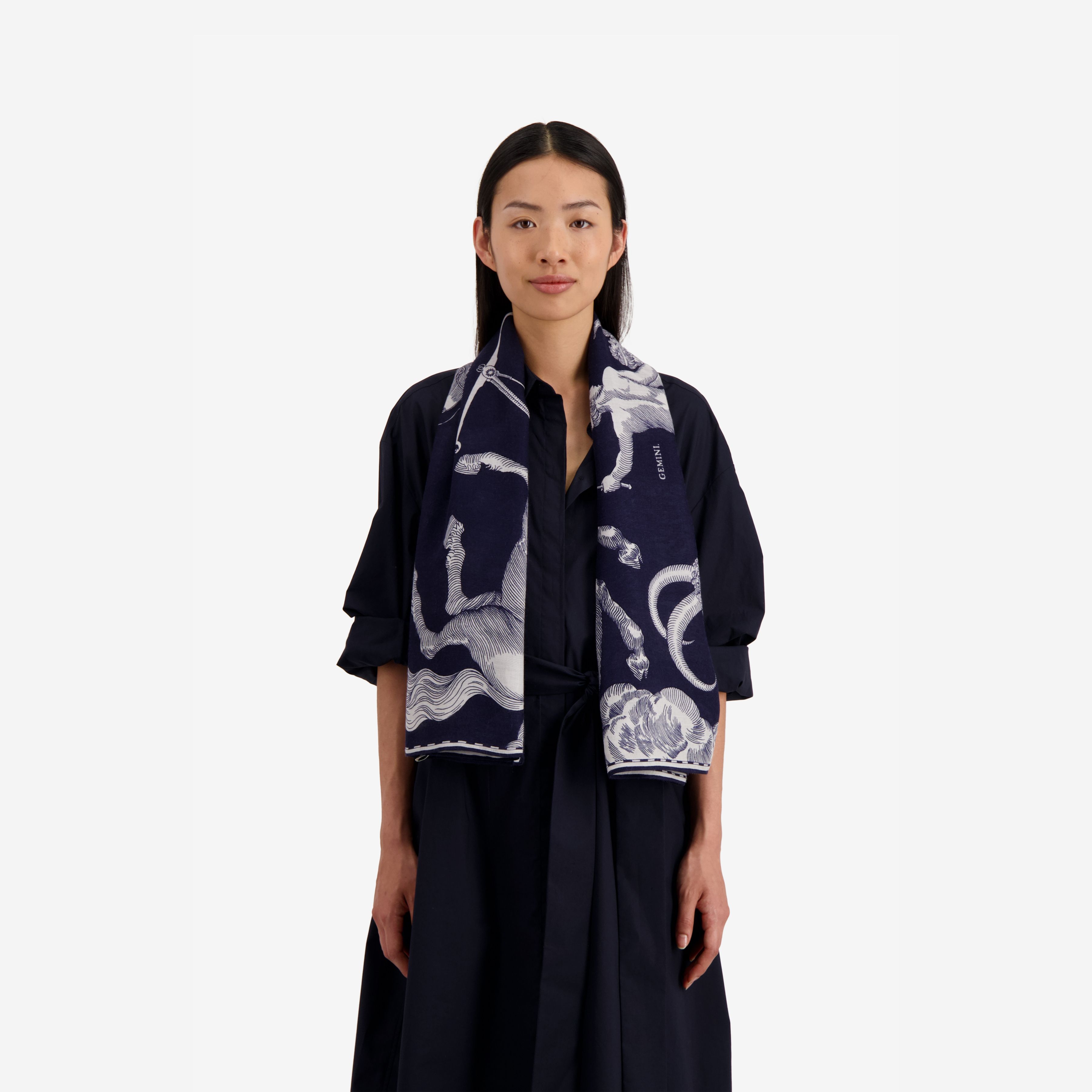 Foulard quadrato 130 - Astrologie - Blu scuro