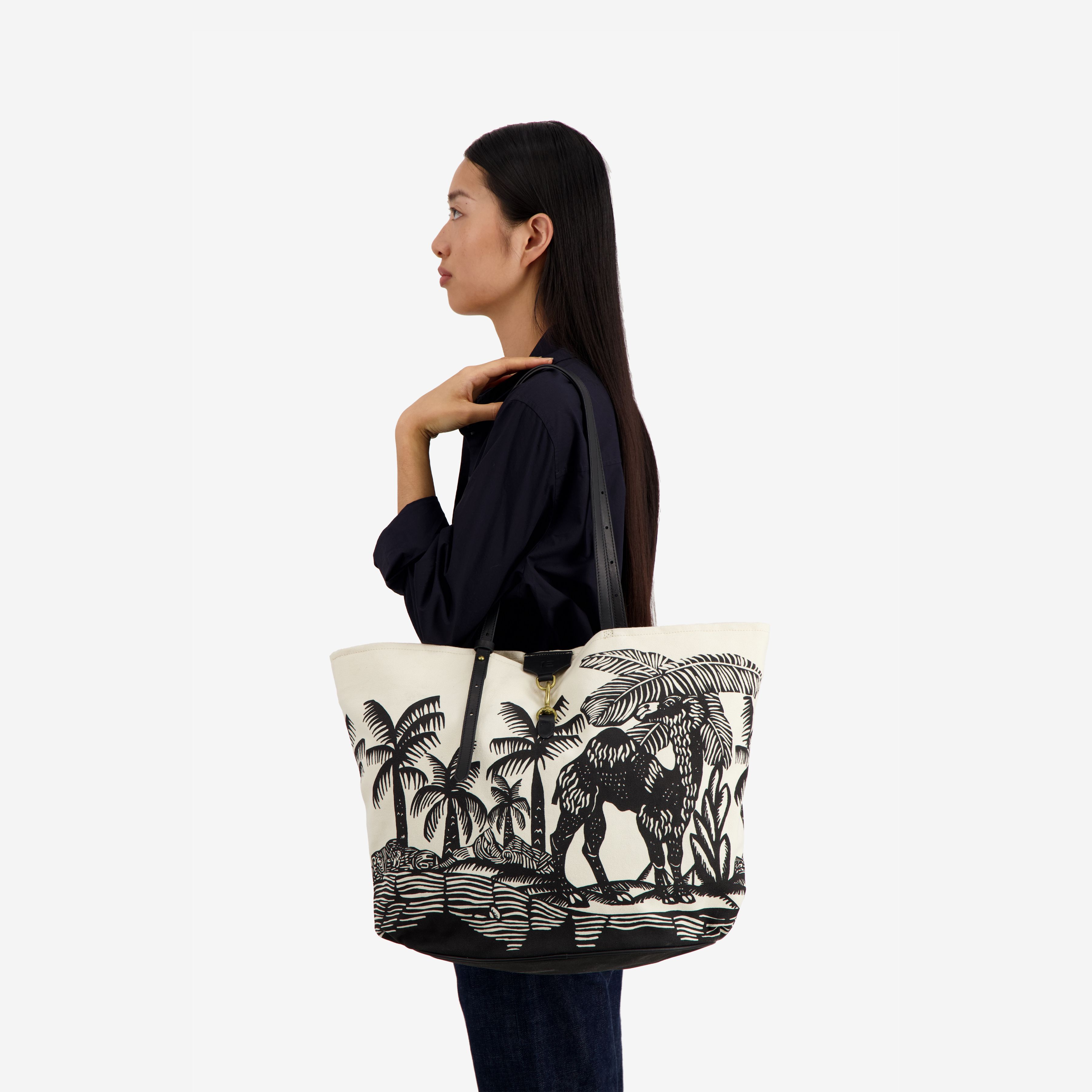 Soft Shopping Bag - Dromadaire et Poulpe - Black And White