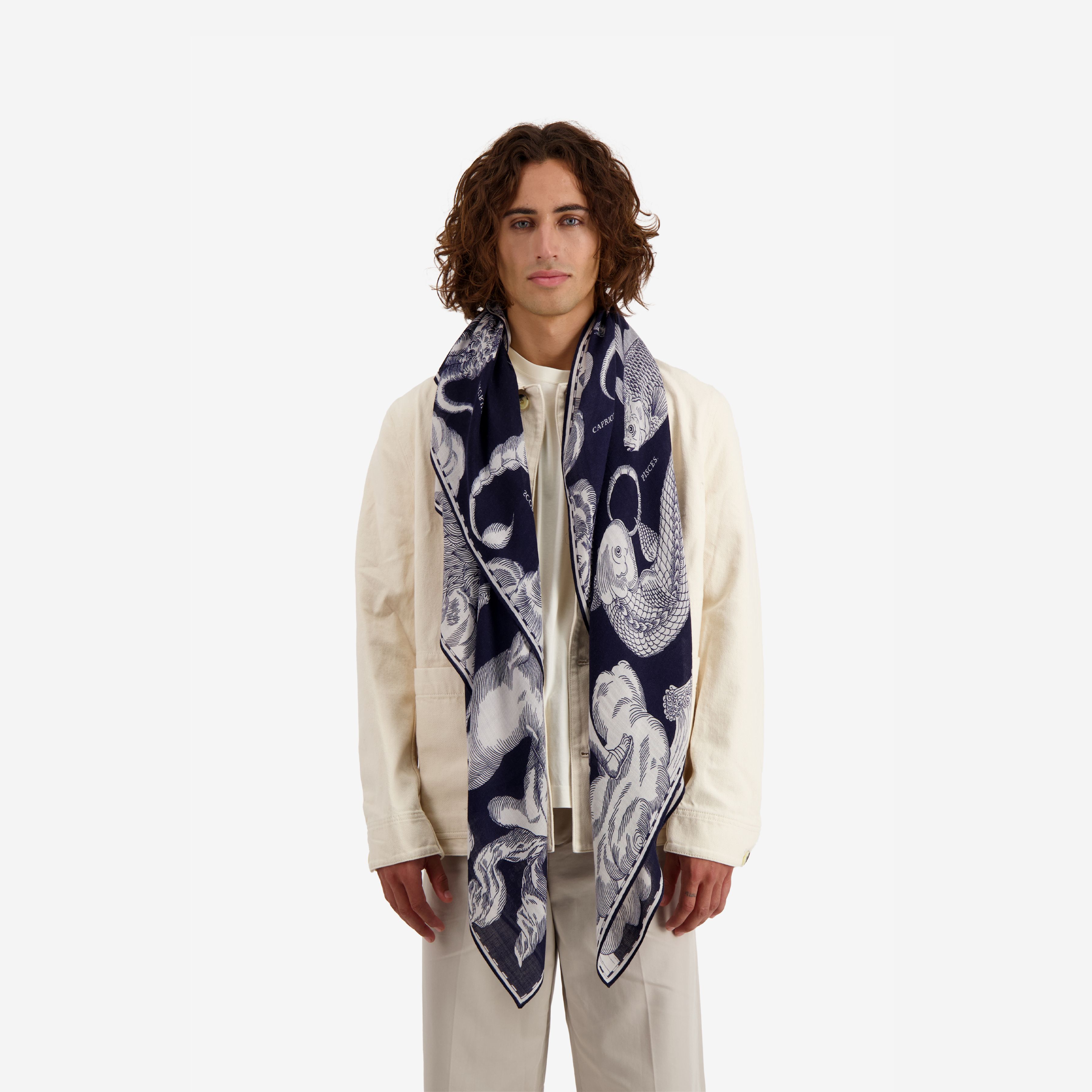 Foulard quadrato 130 - Astrologie - Blu scuro
