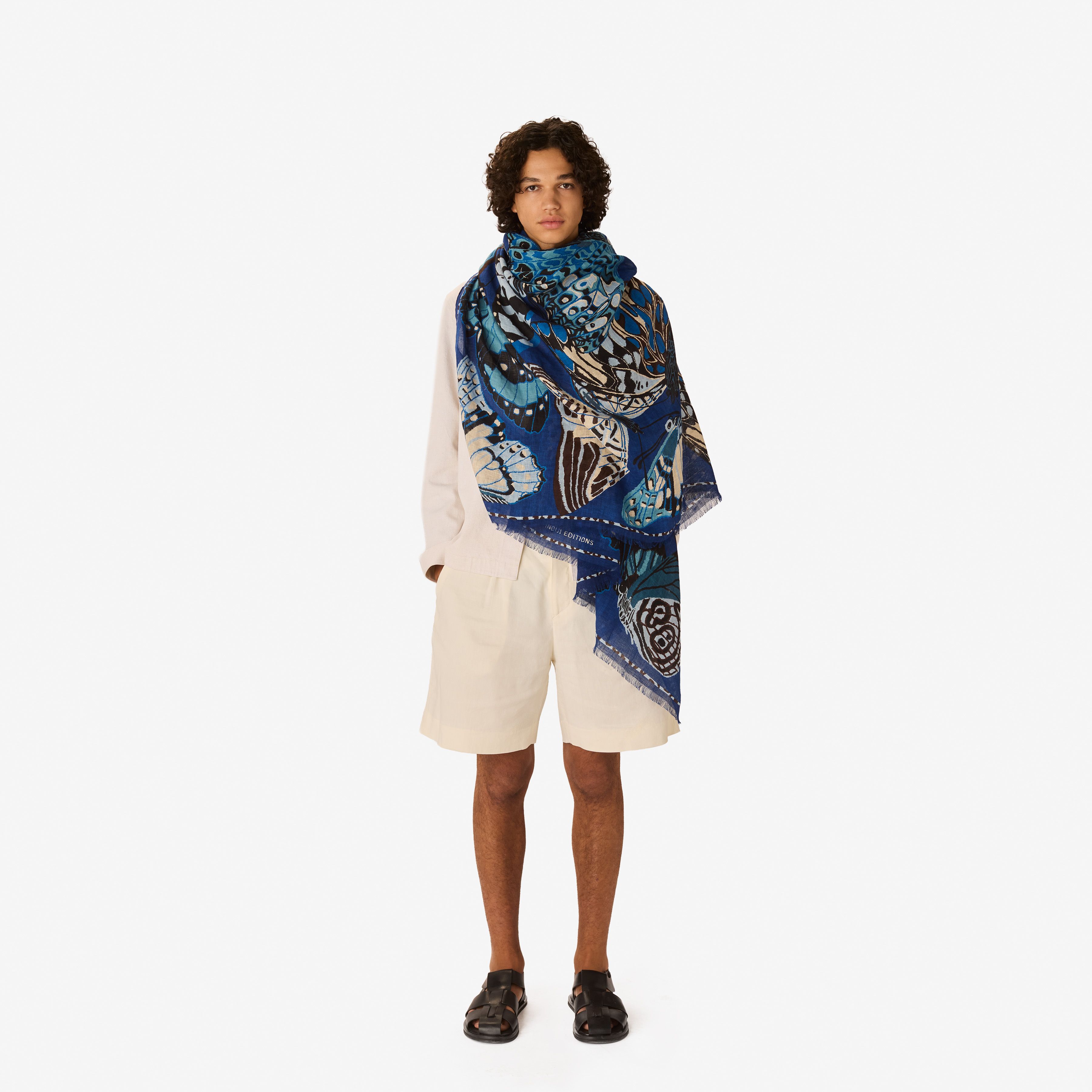 Schal 100 - Papillons - Marineblau