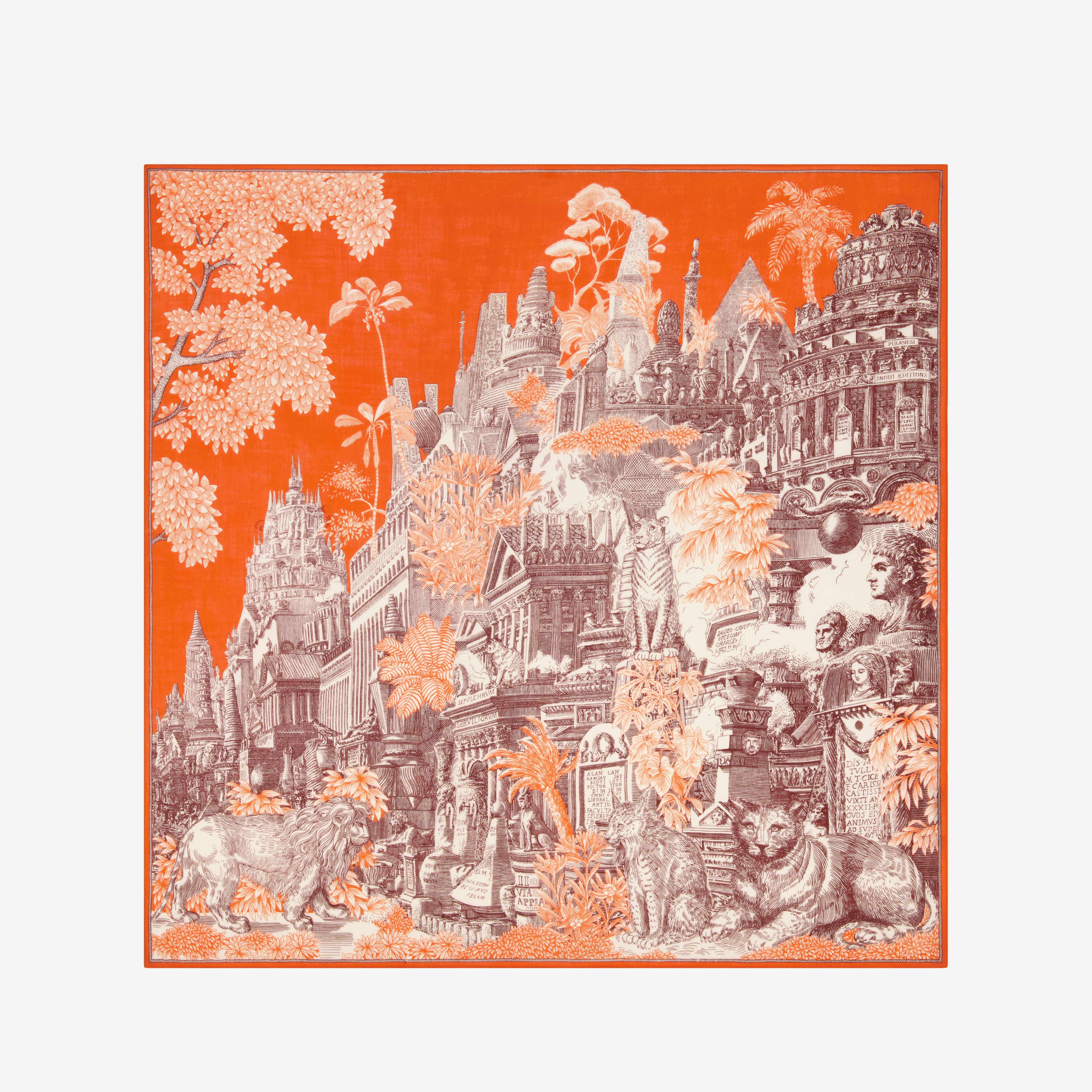 Pañuelo de cachemira 130 - Piranesi - Naranja