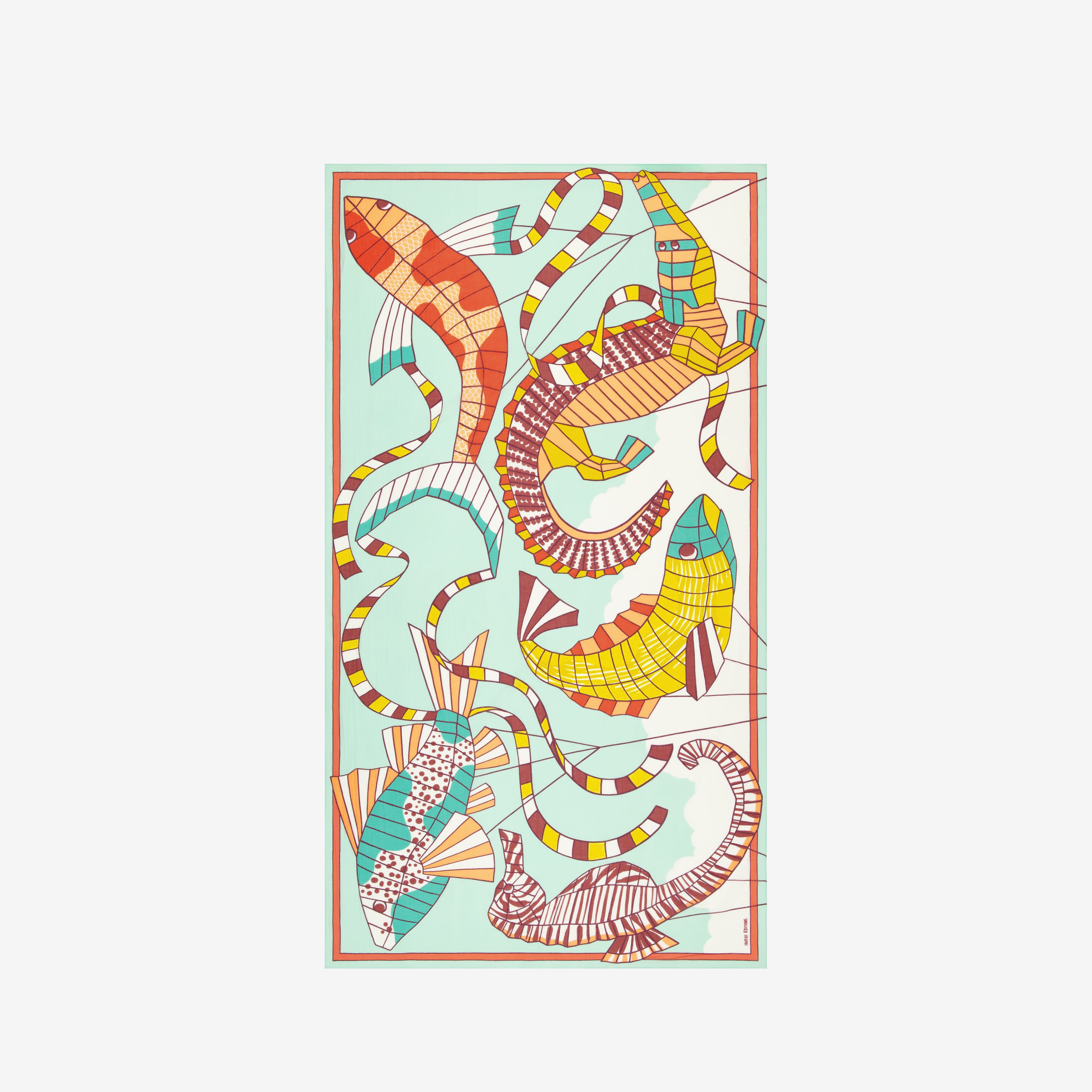 Écharpe 100 - Cerfs Volants - Turquoise