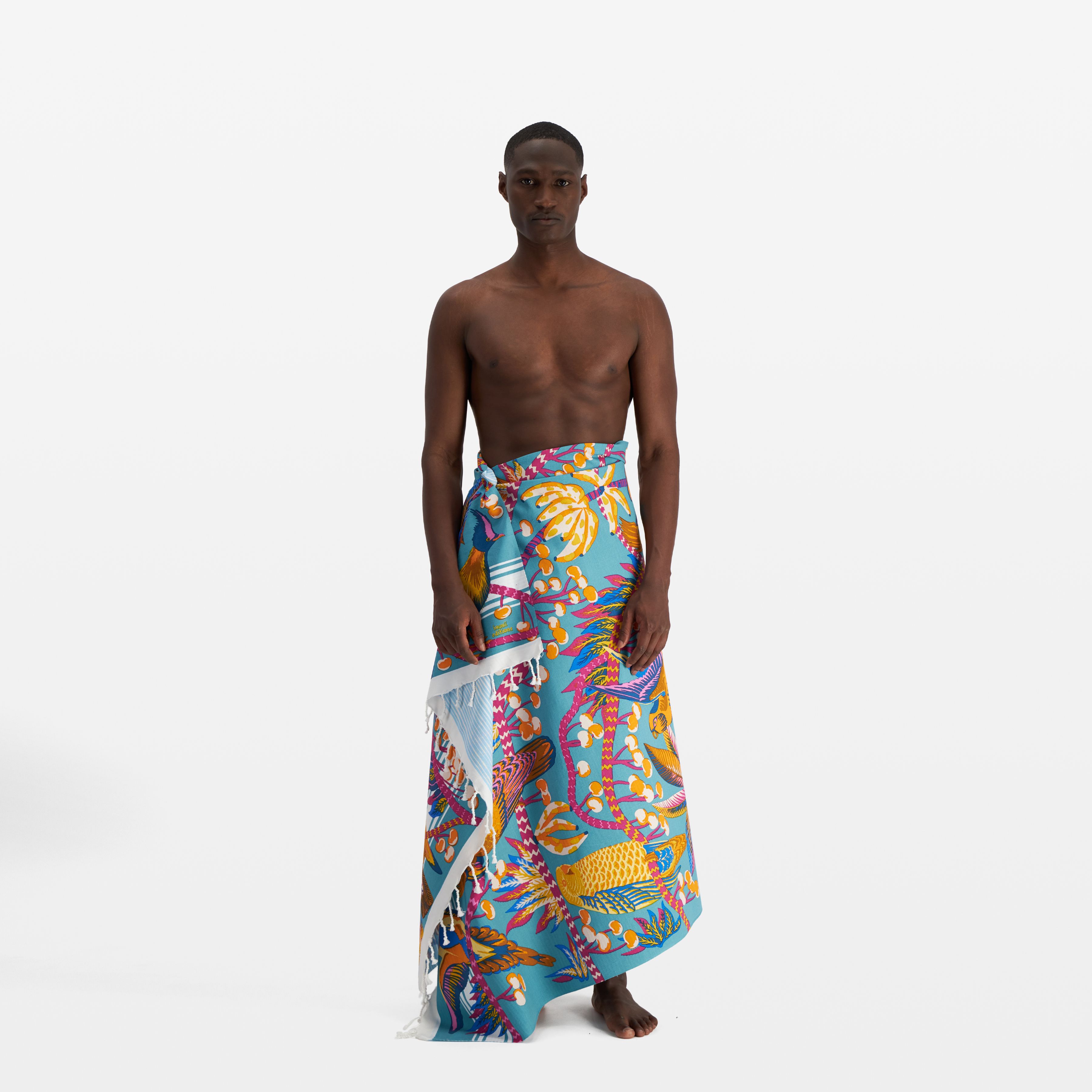 Fouta Towel 100 - Cerise - Turquoise Blue