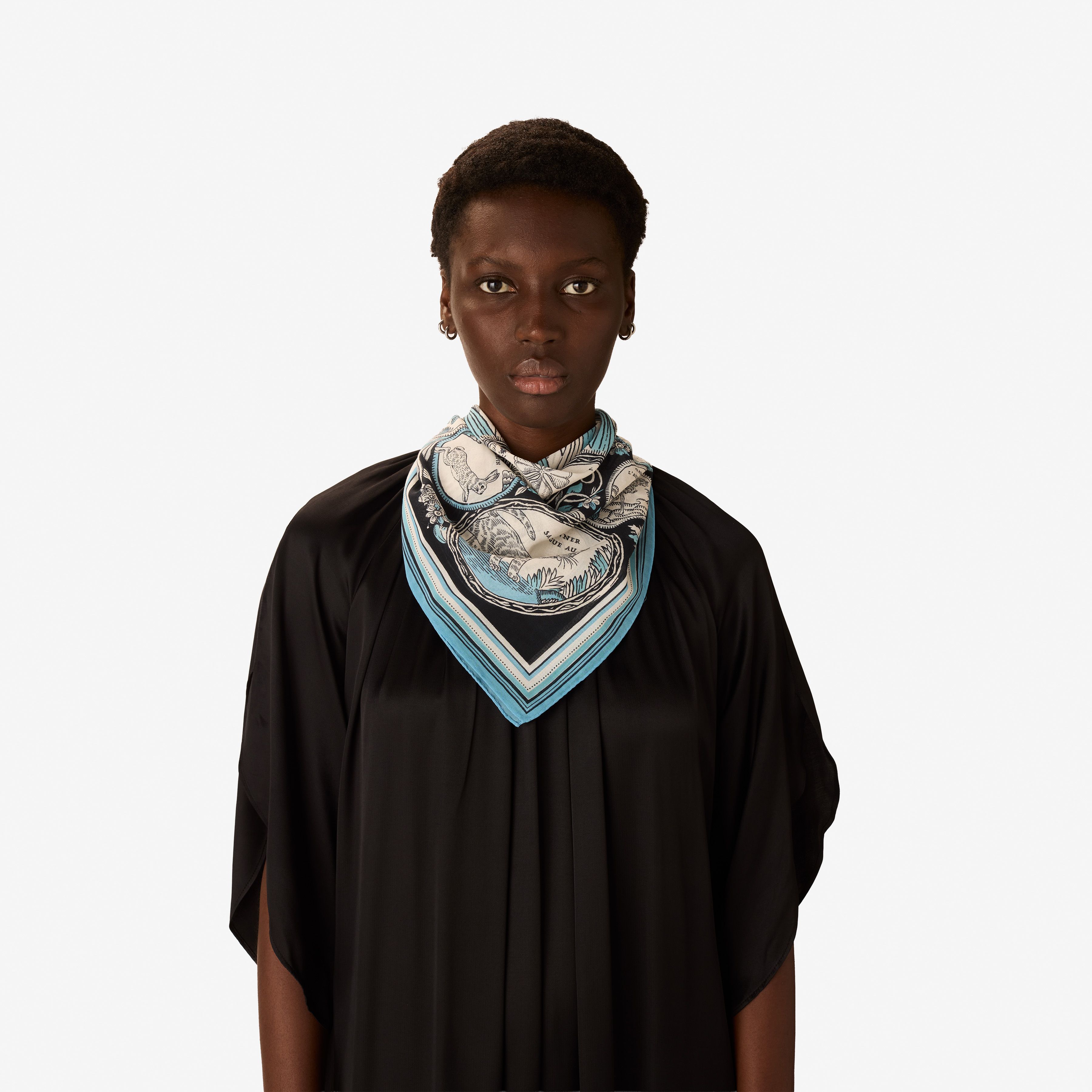 Quadratisches Tuch 70 Baumwolle - Chance Inoui - Marineblau