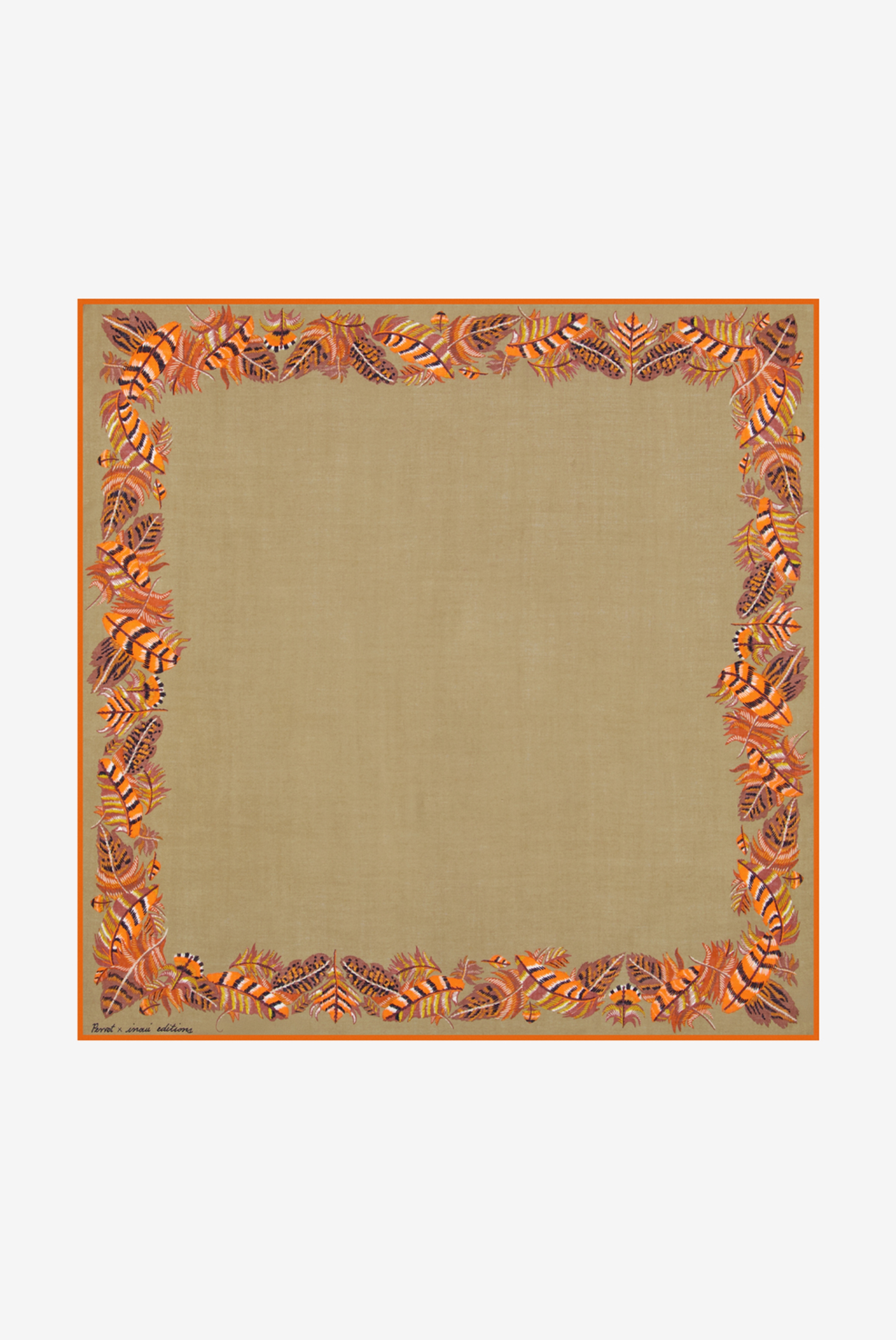 Carré 100 - Plumes - Beige