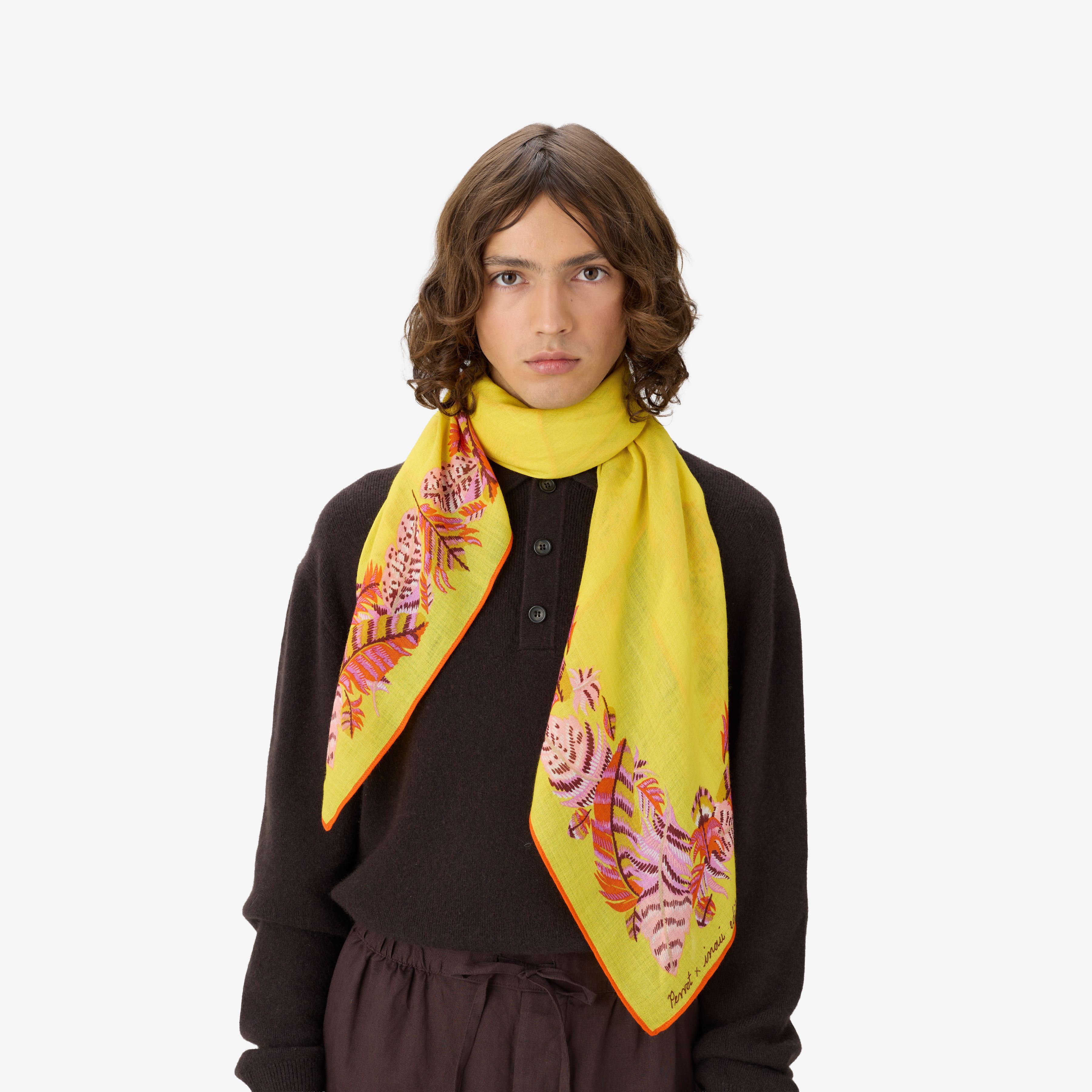 Carré 100 - Plumes - Jaune