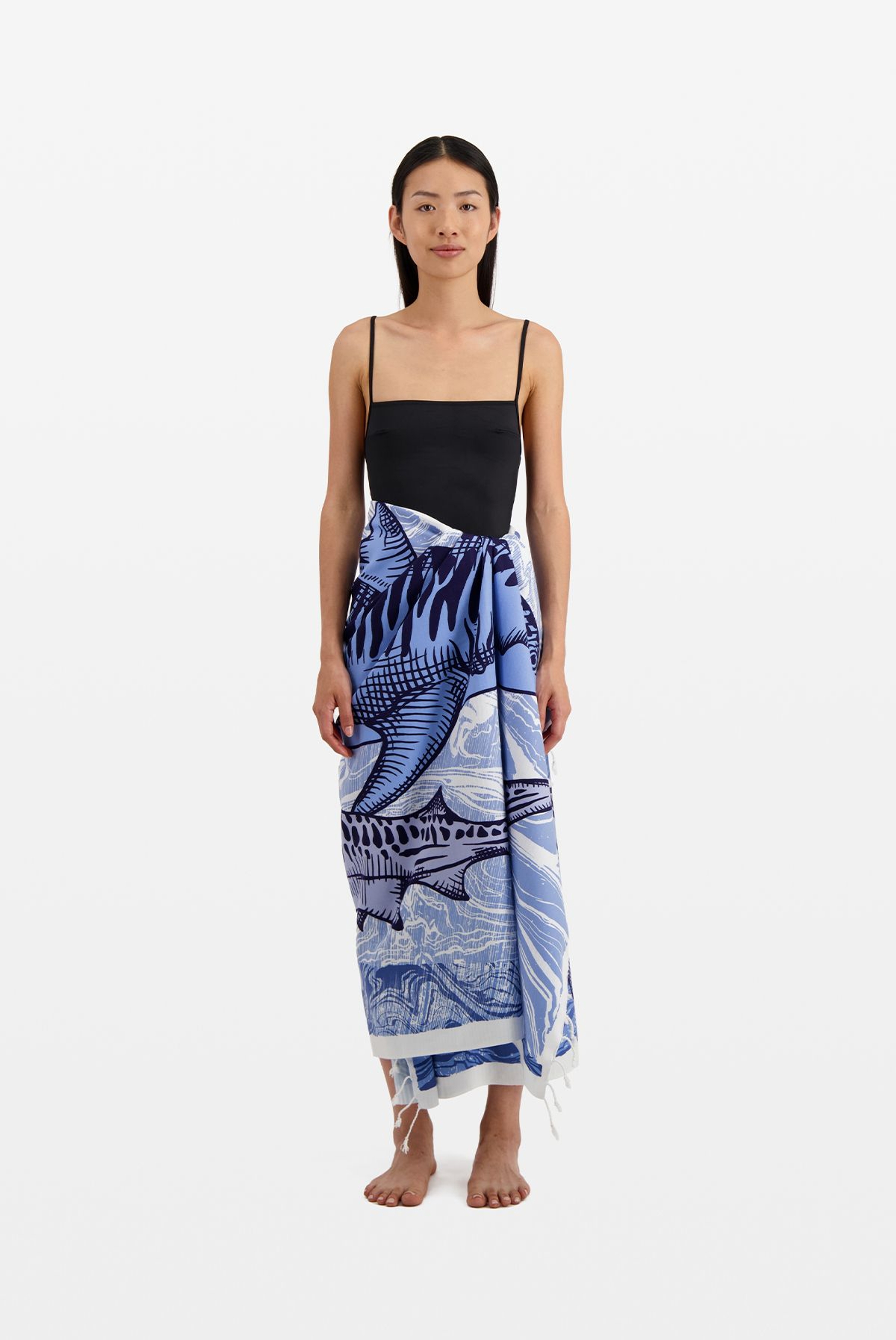 Fouta Handtuch 100 - Requins - Blau