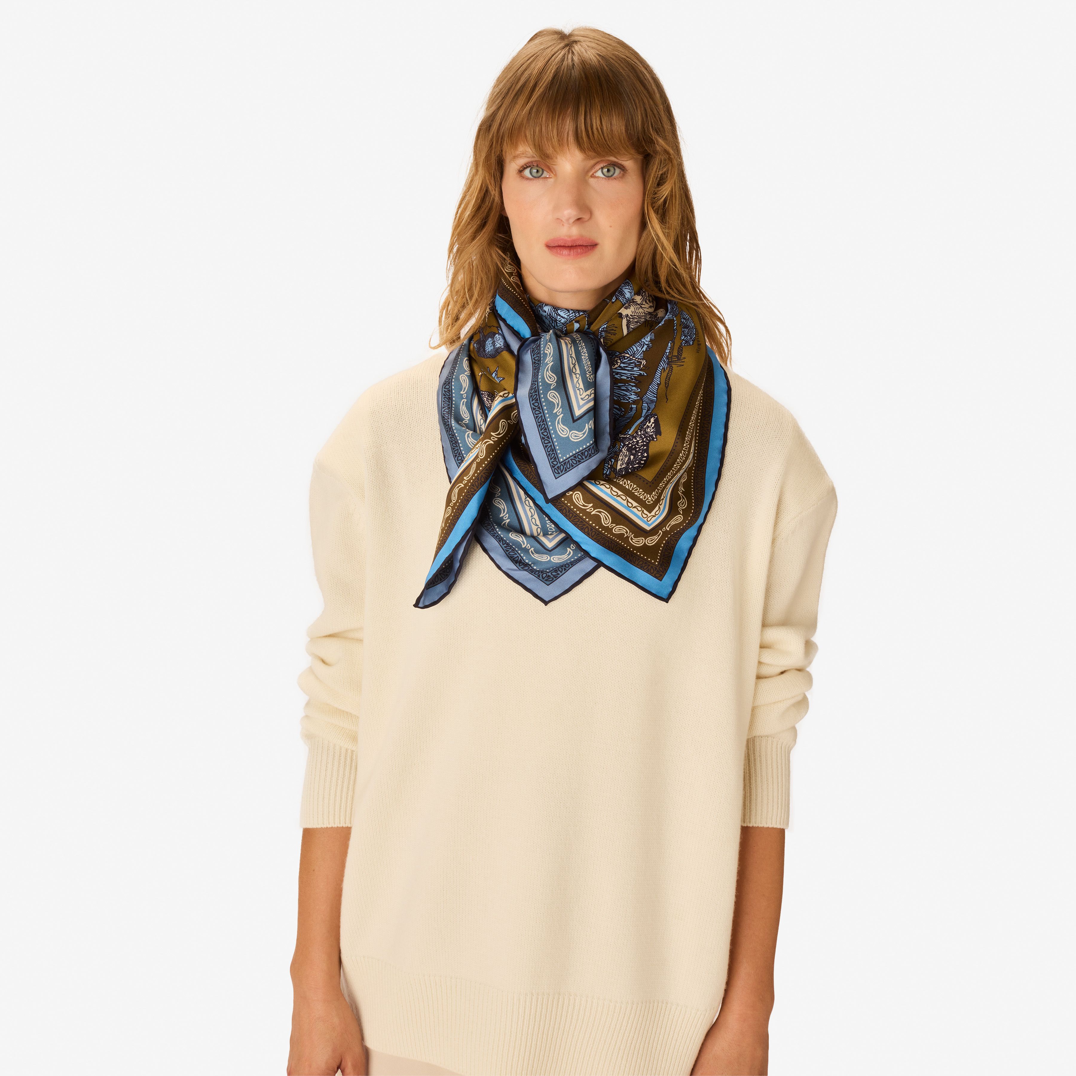 Square 100 - Reverie - Khaki & Blue