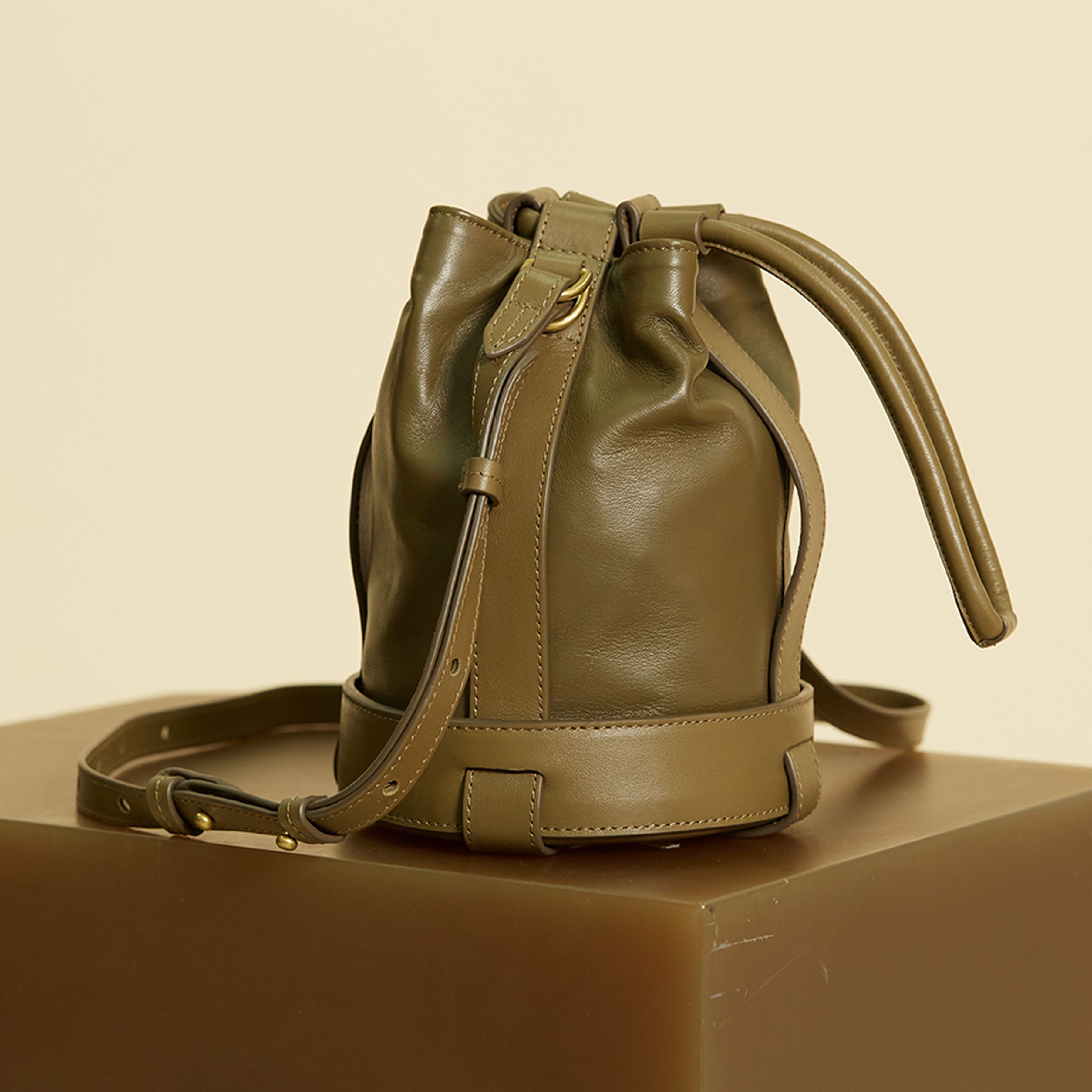 Bucket Bag - Cuir - Khaki