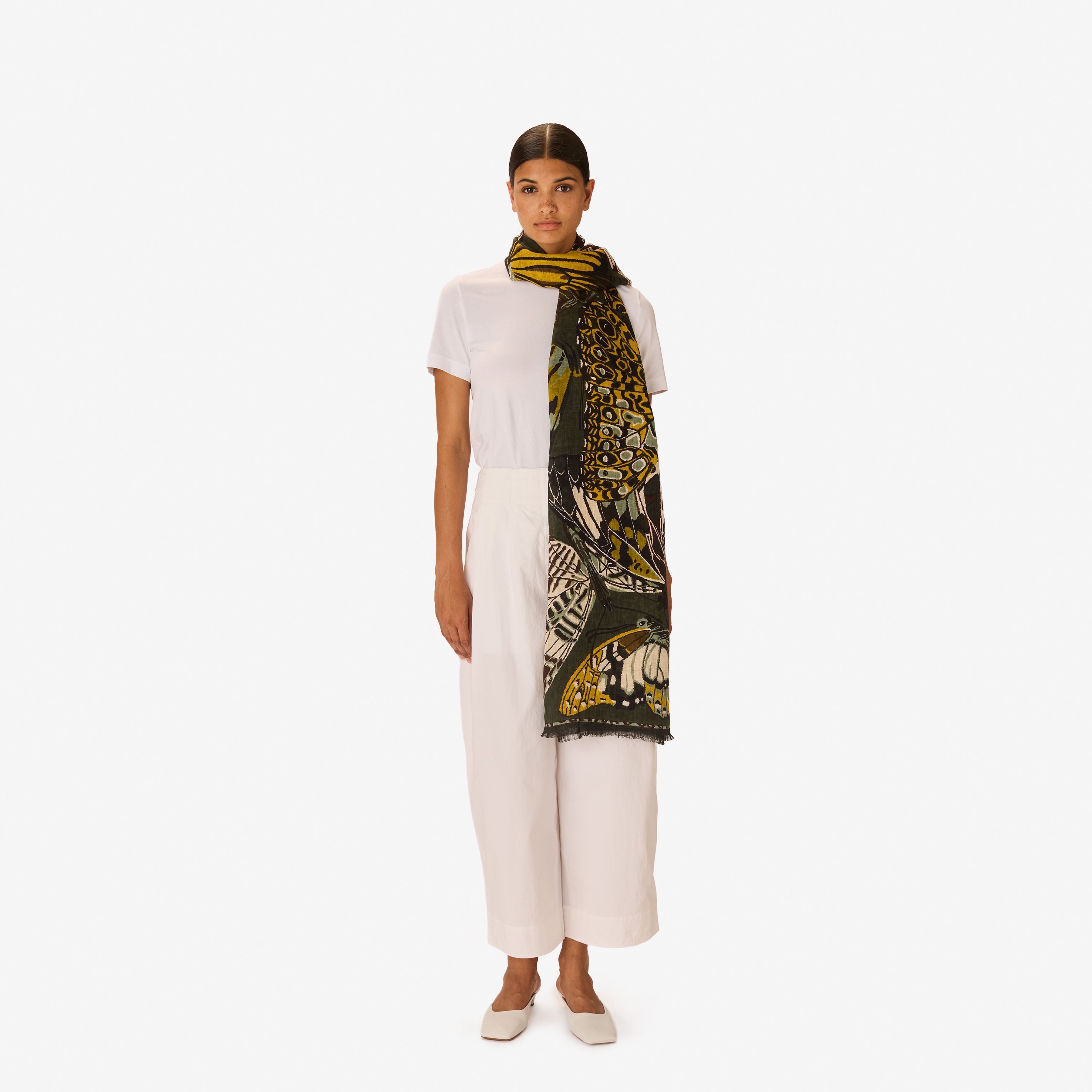 Schal 100 - Papillons - Khaki