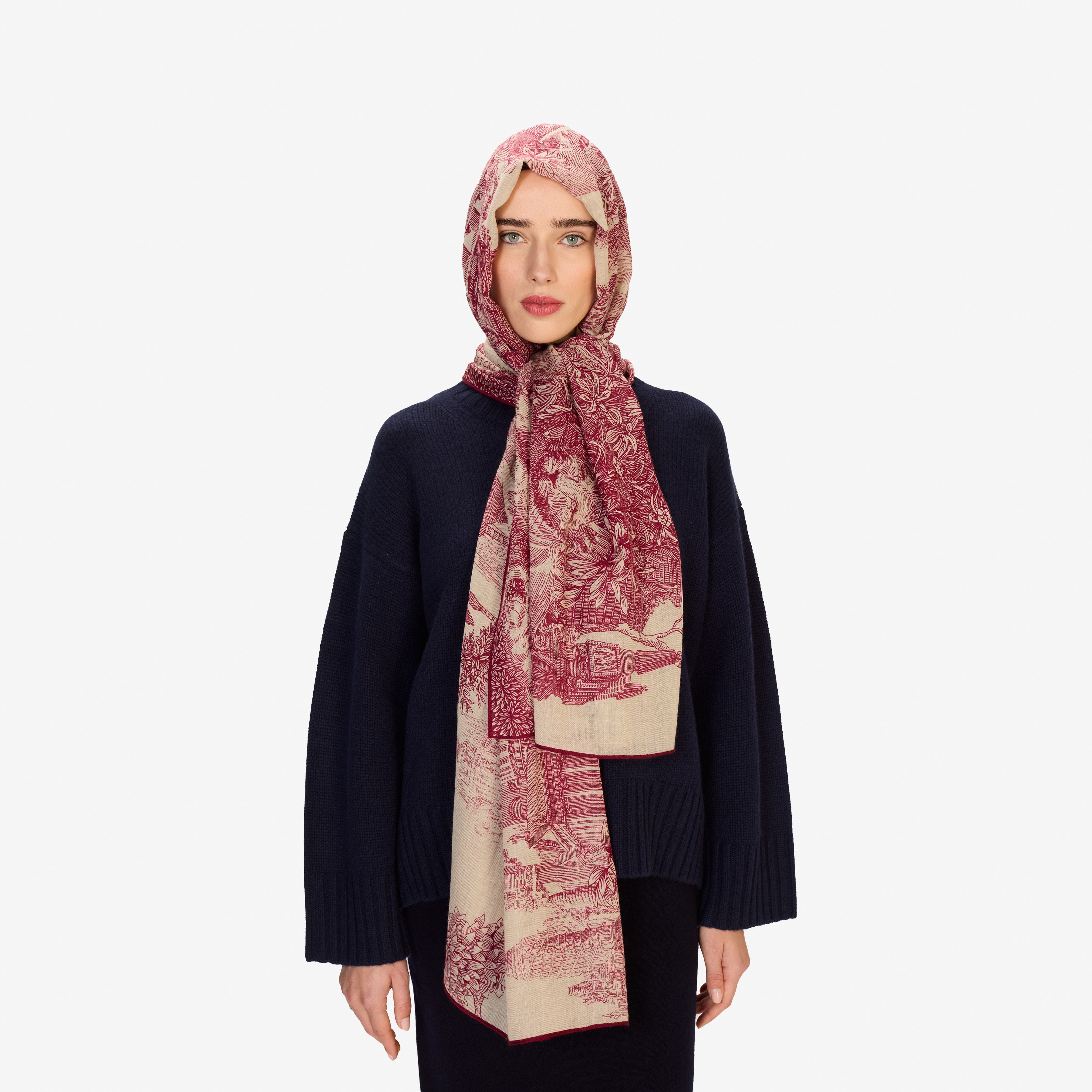 Wool Scarf 100 - Piranesi - Red