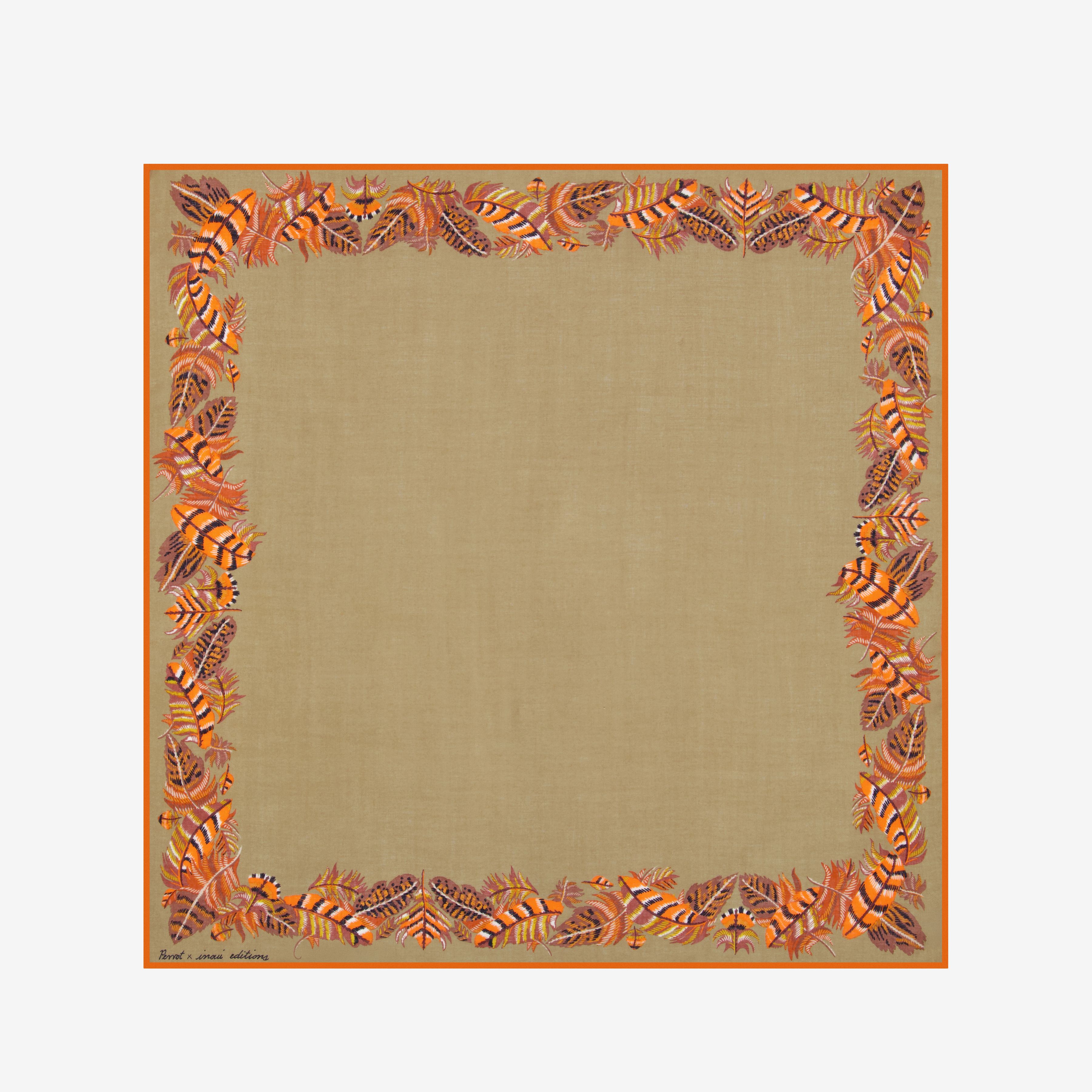 Carré 100 - Plumes - Beige