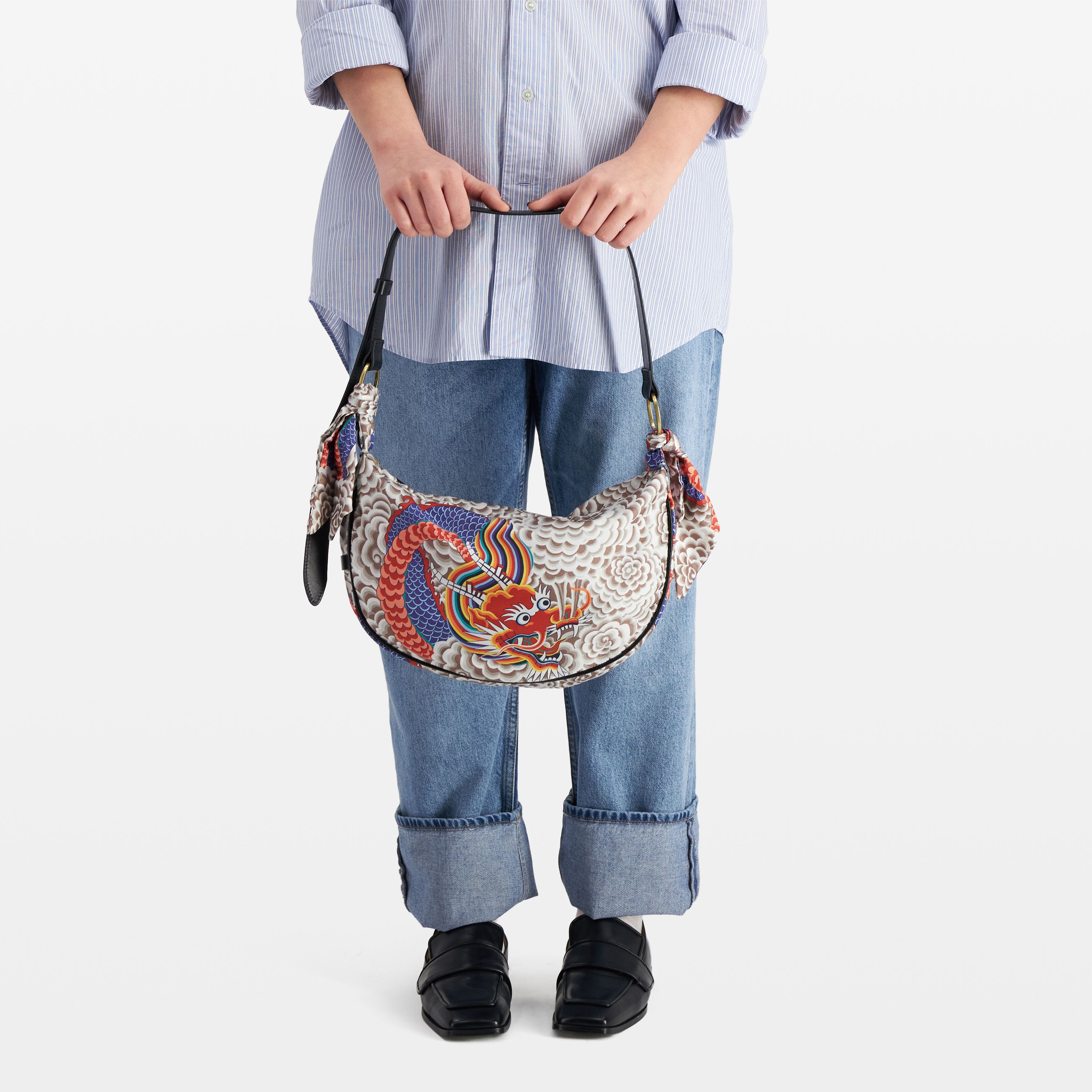 Moon Silk Bag S - Dragon - Grey