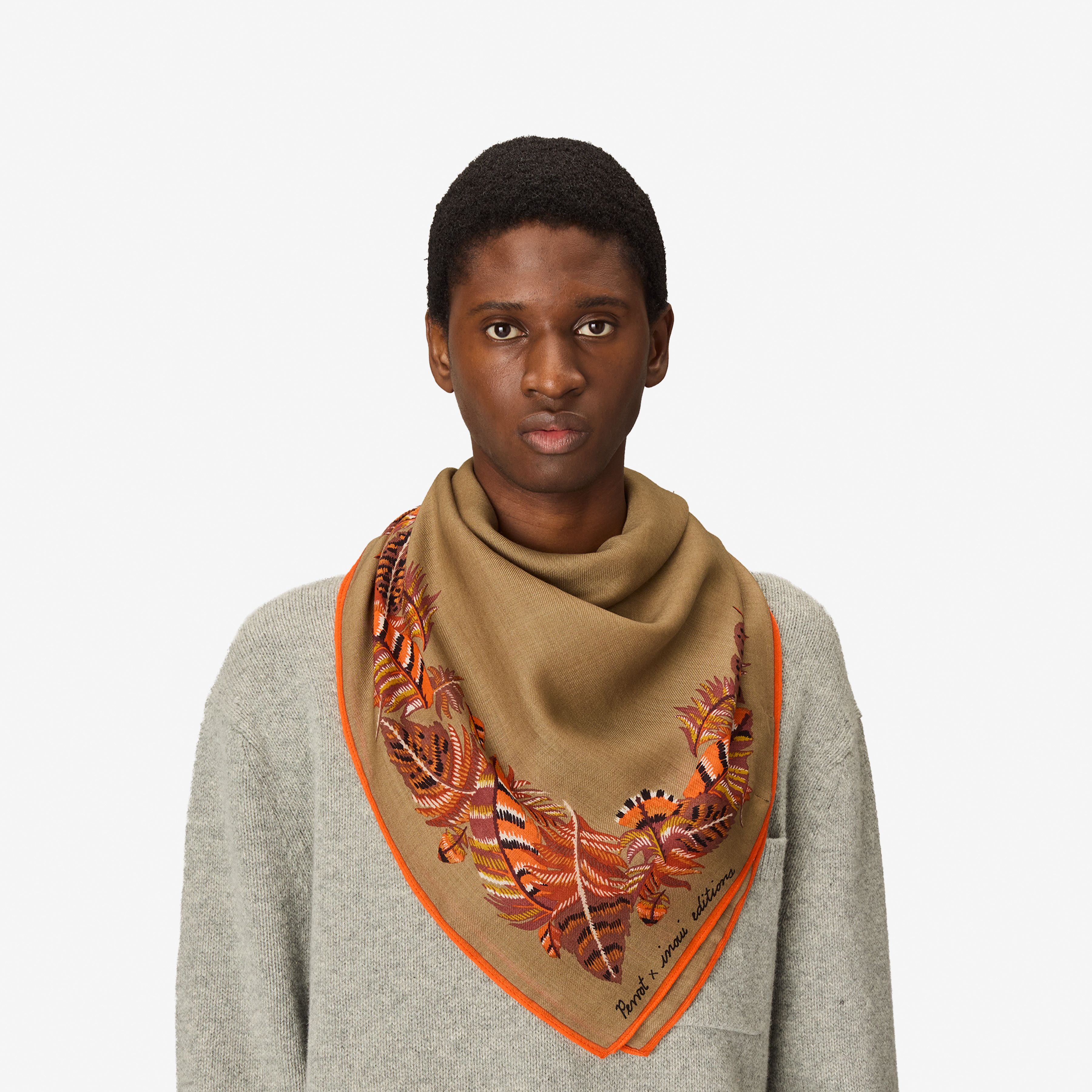 Carré 100 - Plumes - Beige
