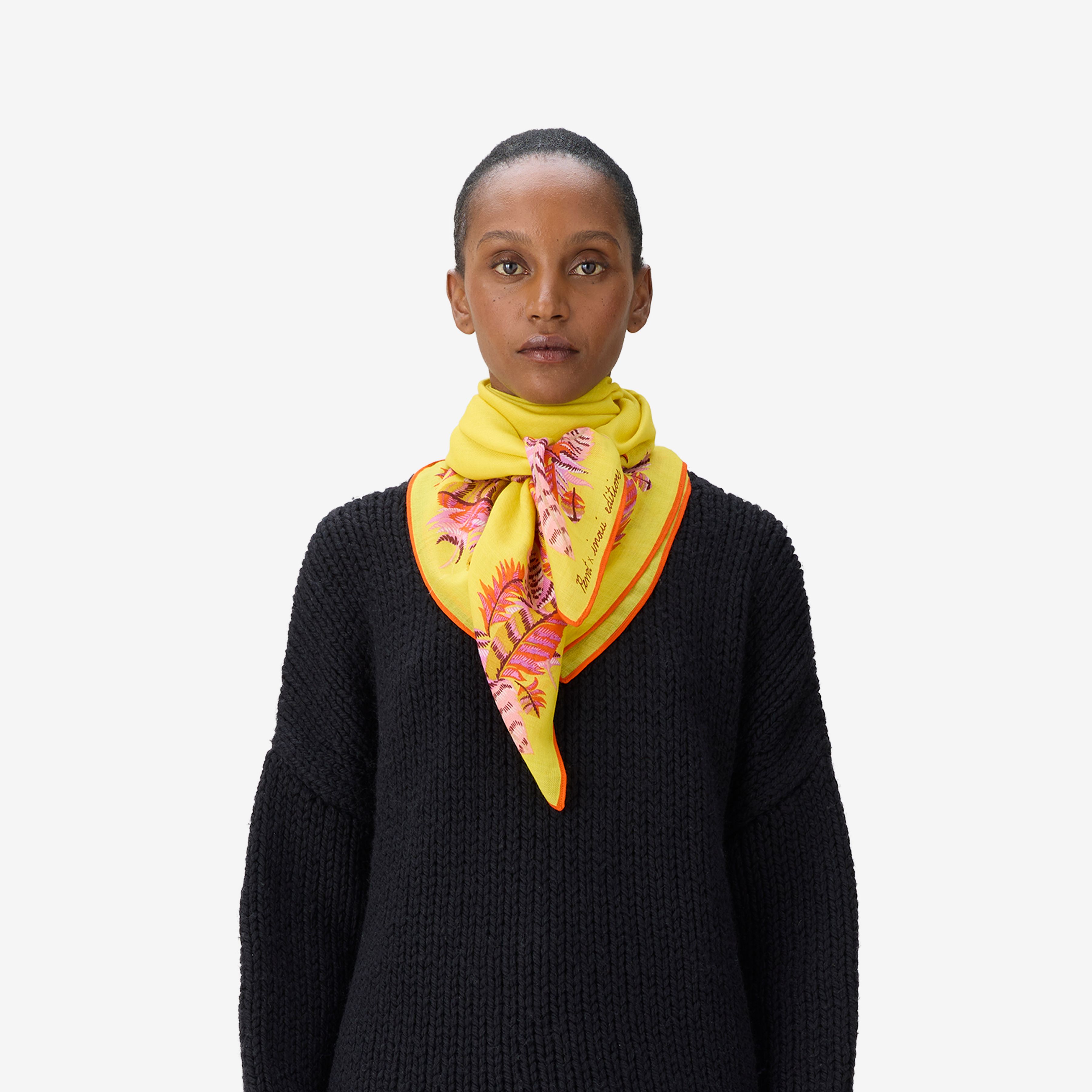 Carré 100 - Plumes - Jaune