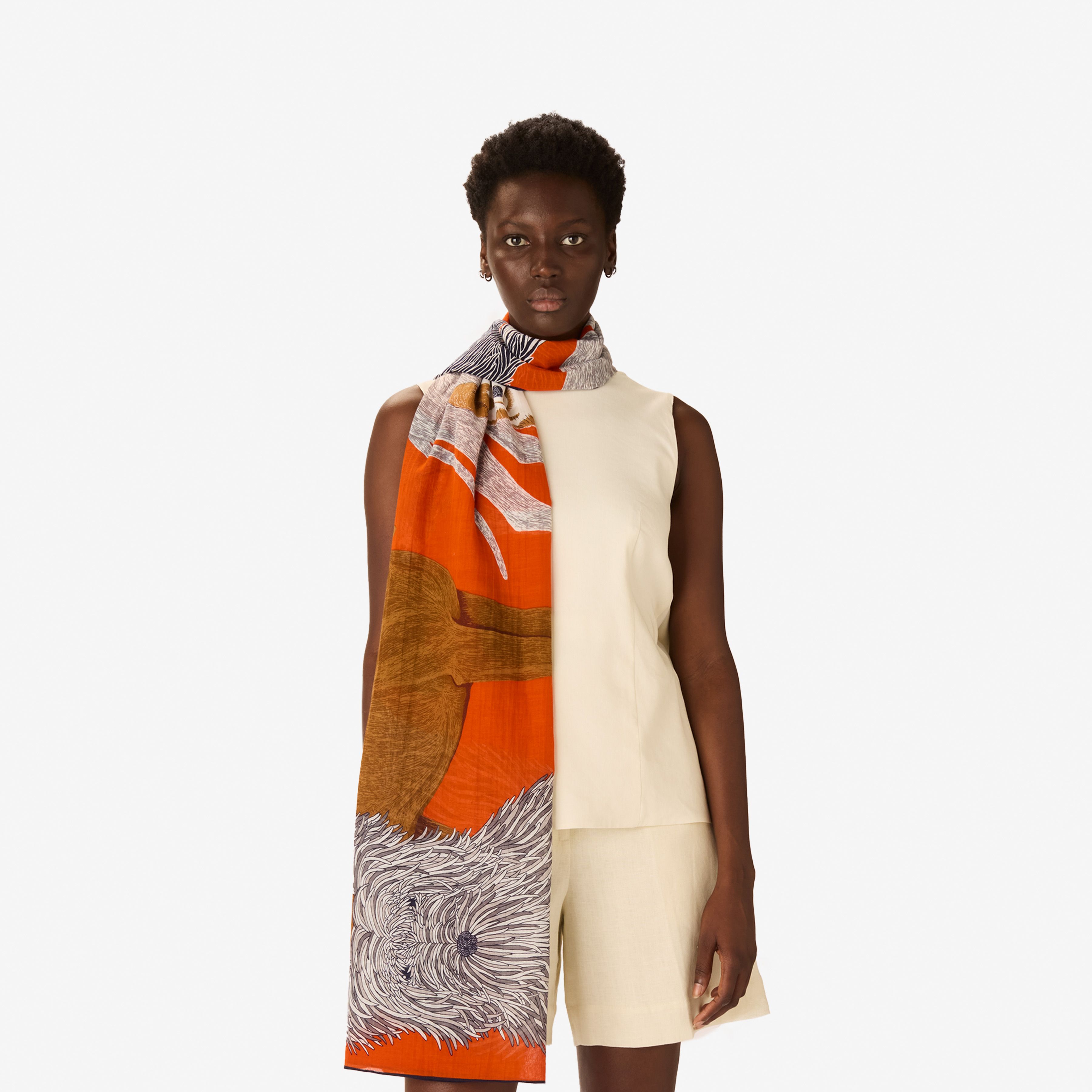 Scarf 100 Cotton - Toutou - Orange
