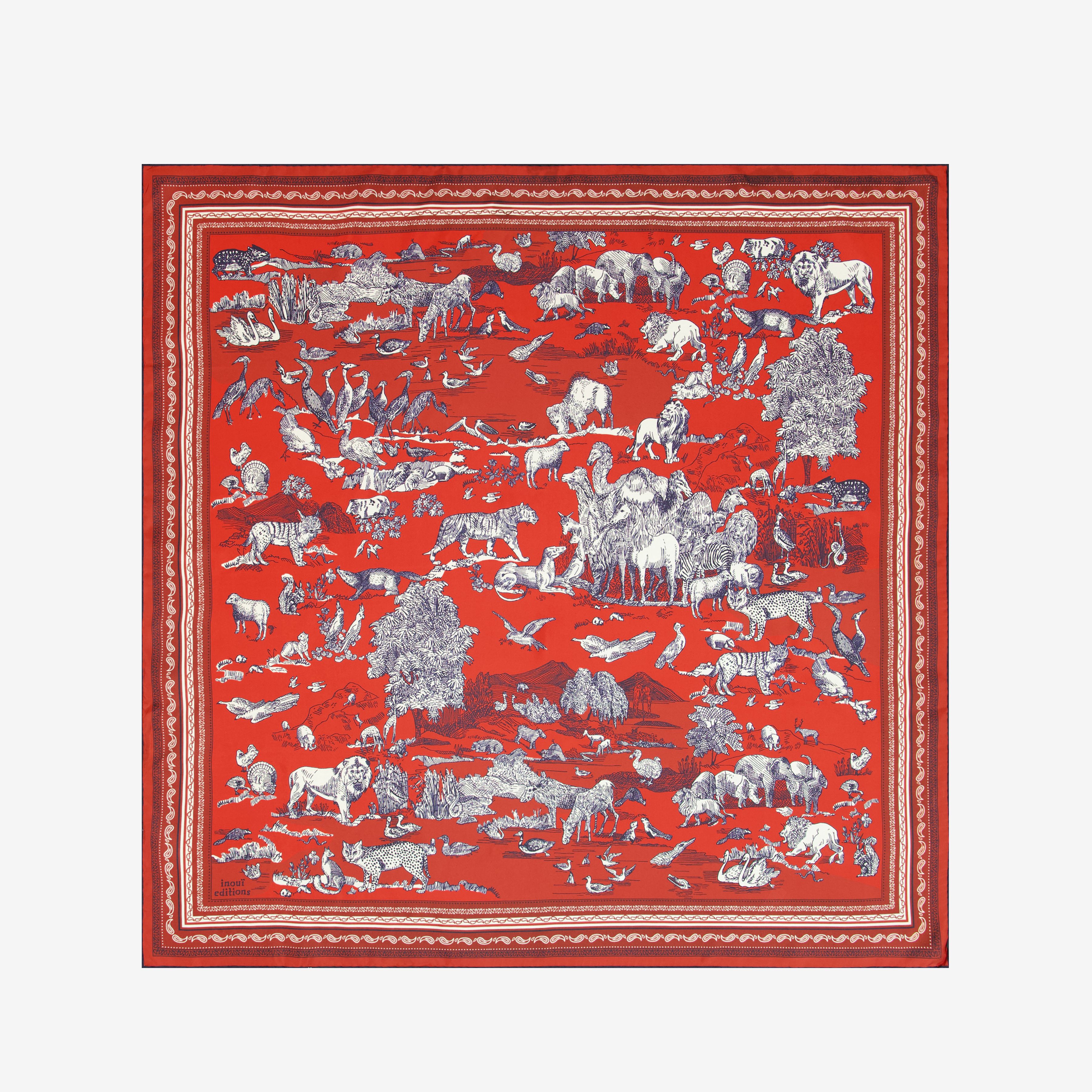 Square 100 - Reverie - Turquoise & Red