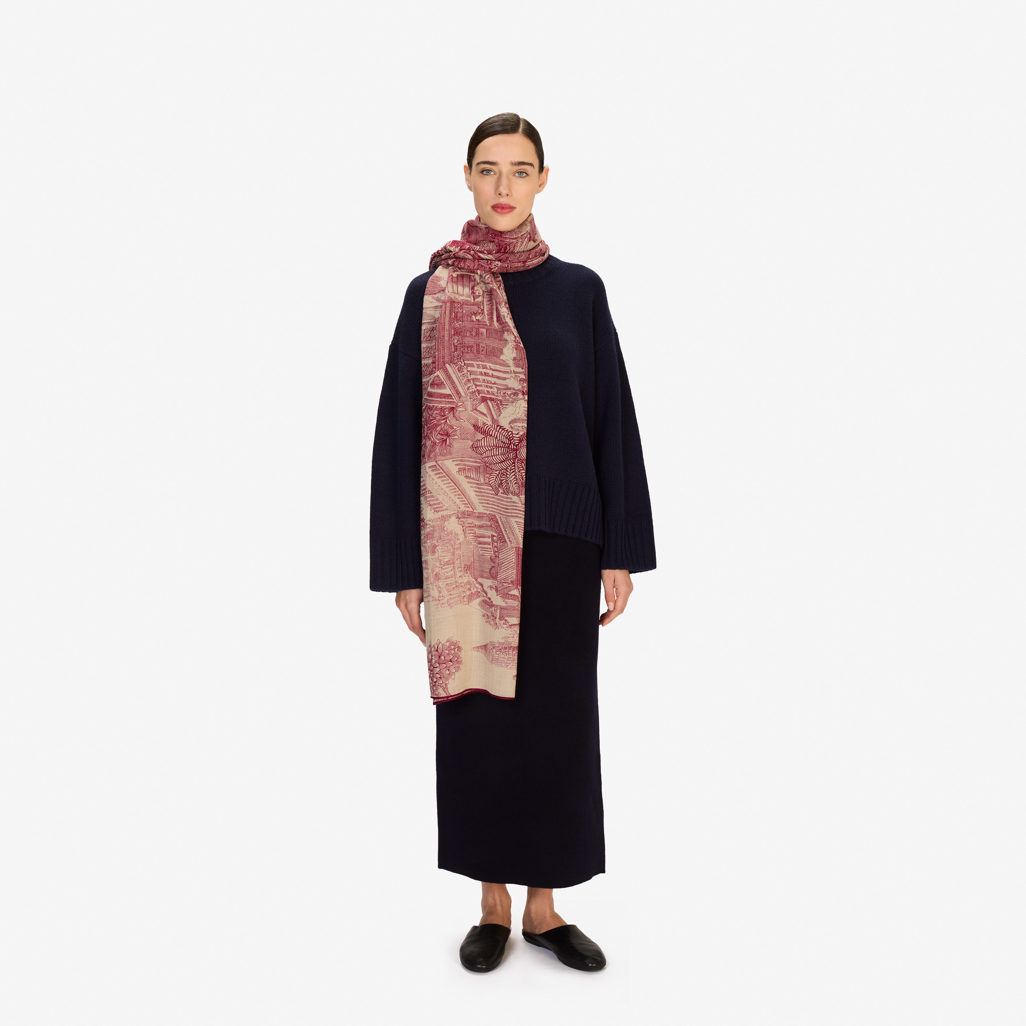 Wool Scarf 100 - Piranesi - Red