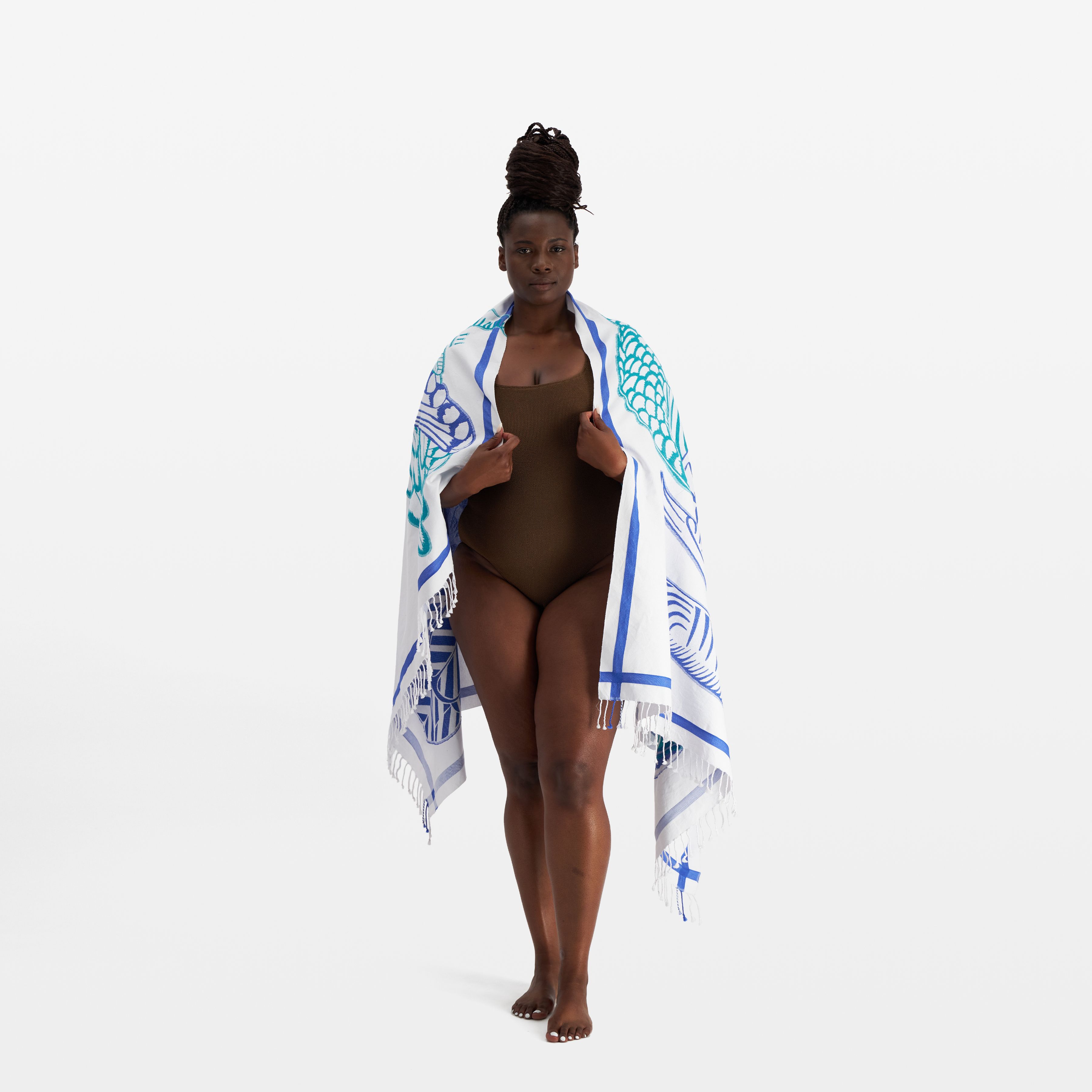 Fouta Towel 100 - Toucan 3D - Blue