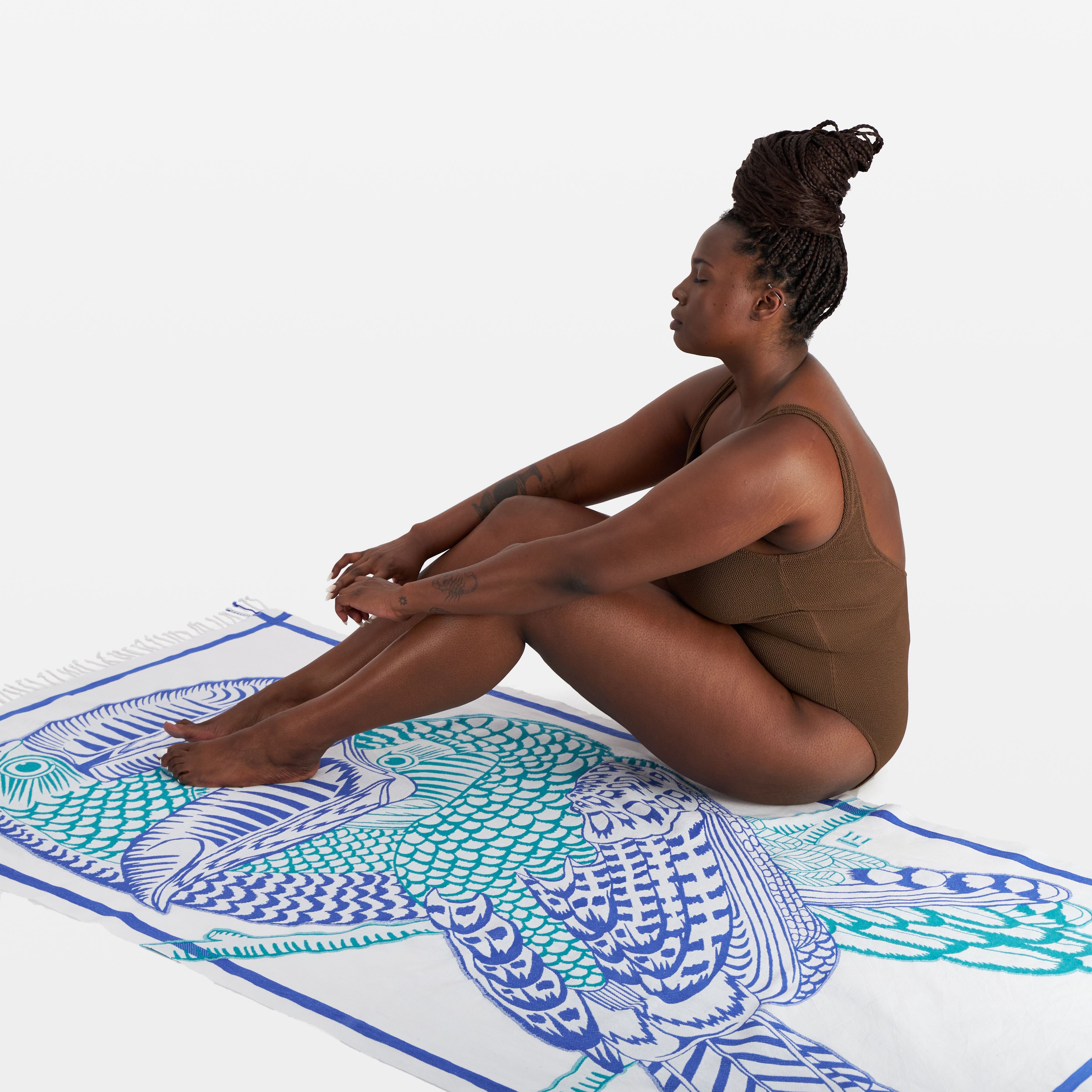 Fouta Towel 100 - Toucan 3D - Blue