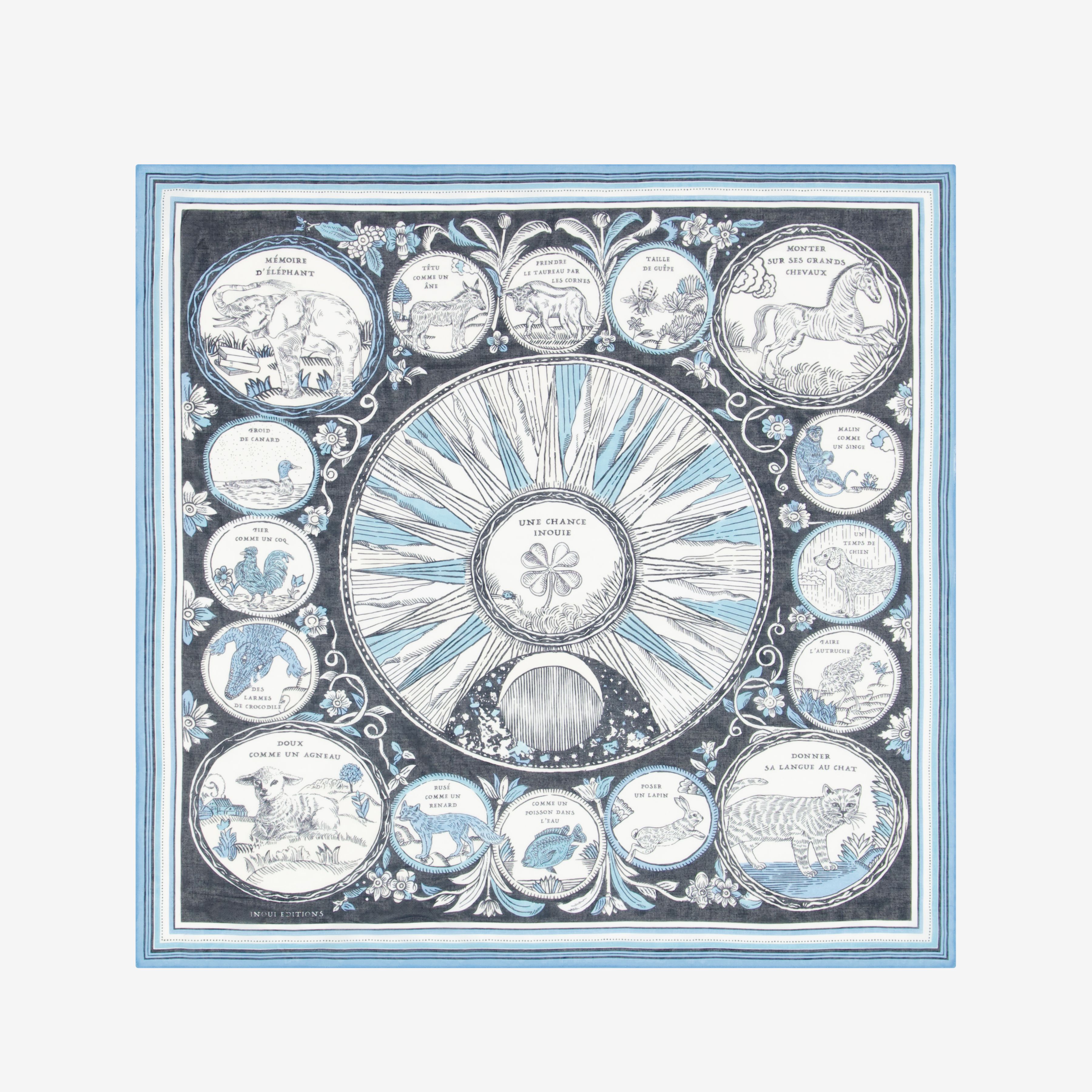 Quadratisches Tuch 70 Baumwolle - Chance Inoui - Marineblau