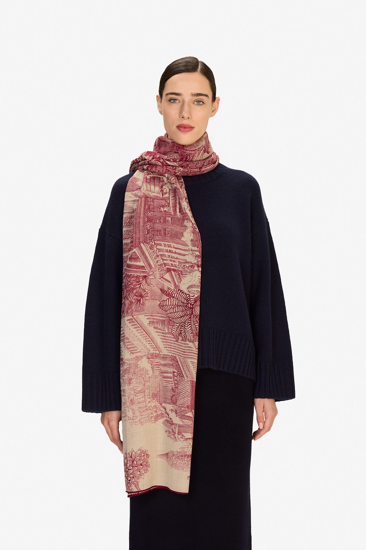 Wool Scarf 100 - Piranesi - Red