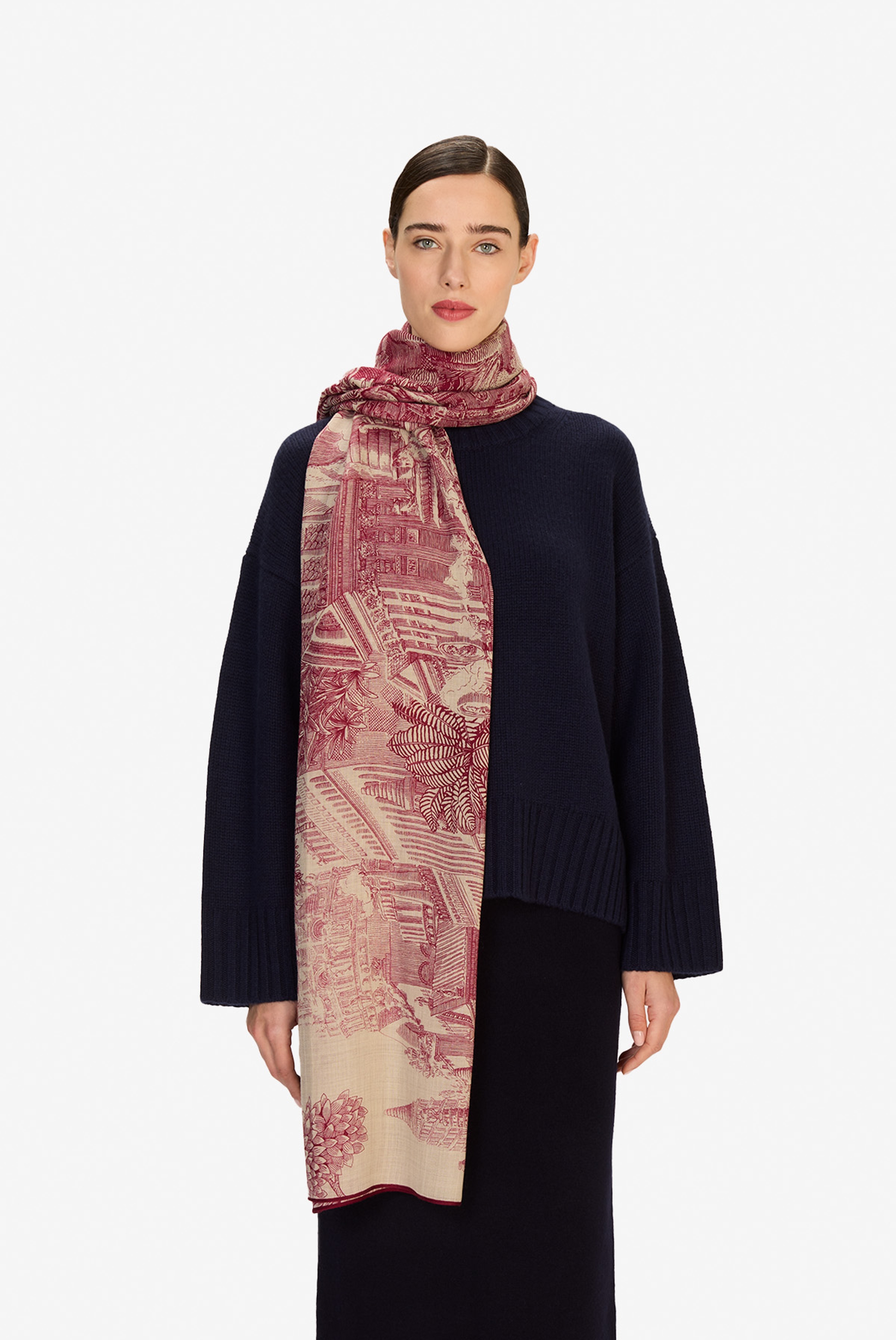 Wool Scarf 100 - Piranesi - Red