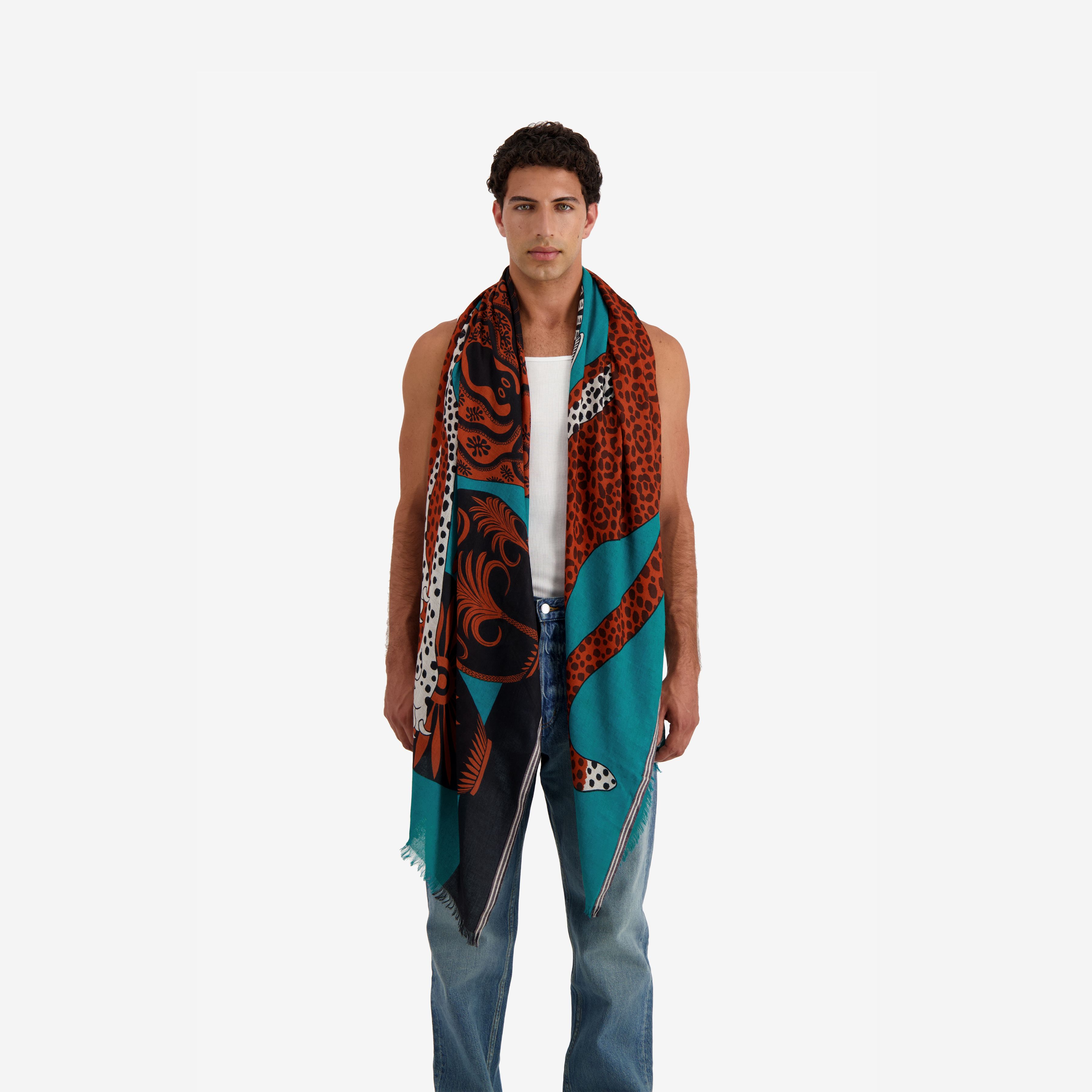 Cashmere Scarf 100 - Mykonos - Duck Blue