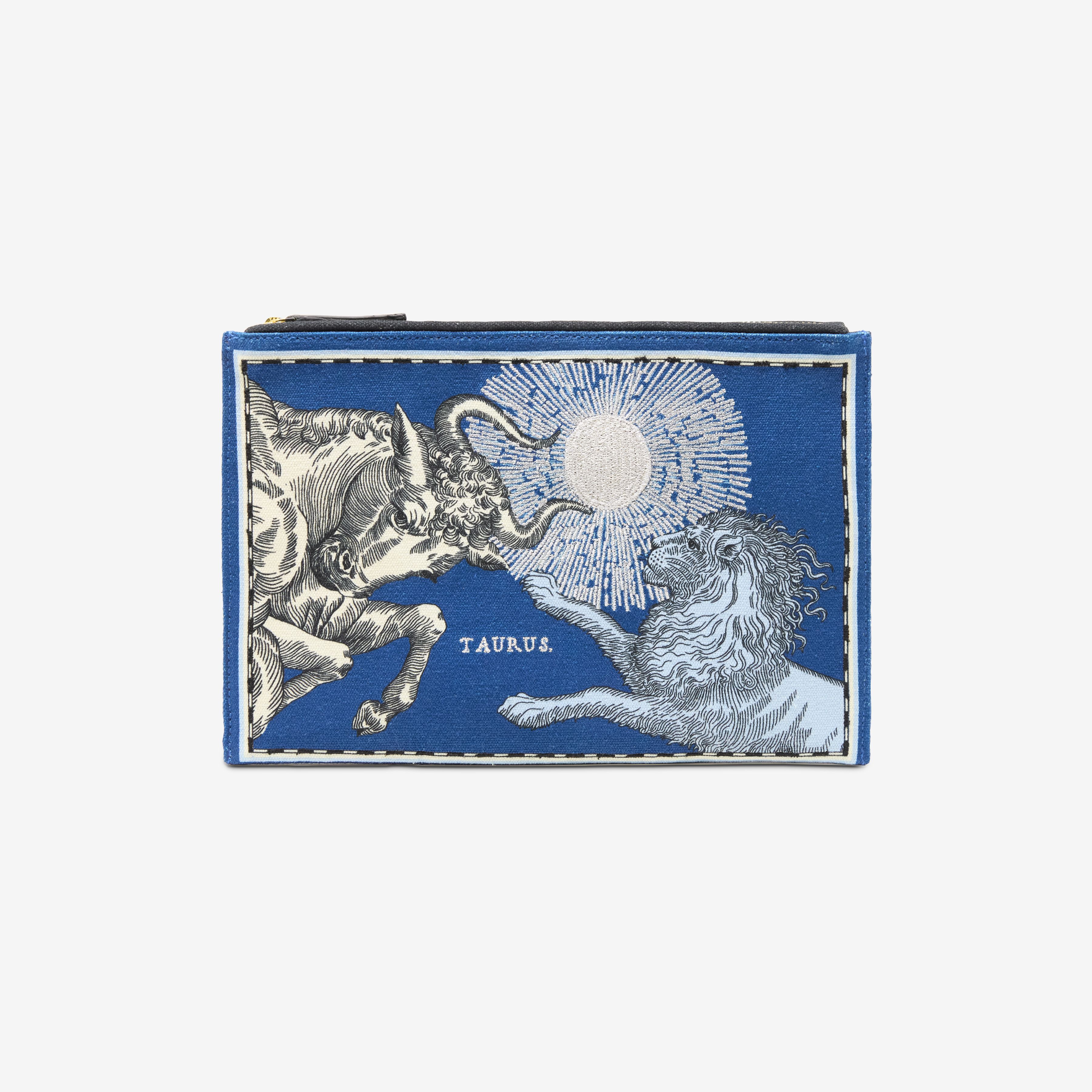 Embroidered Pouch - Astro Taurus - Blue