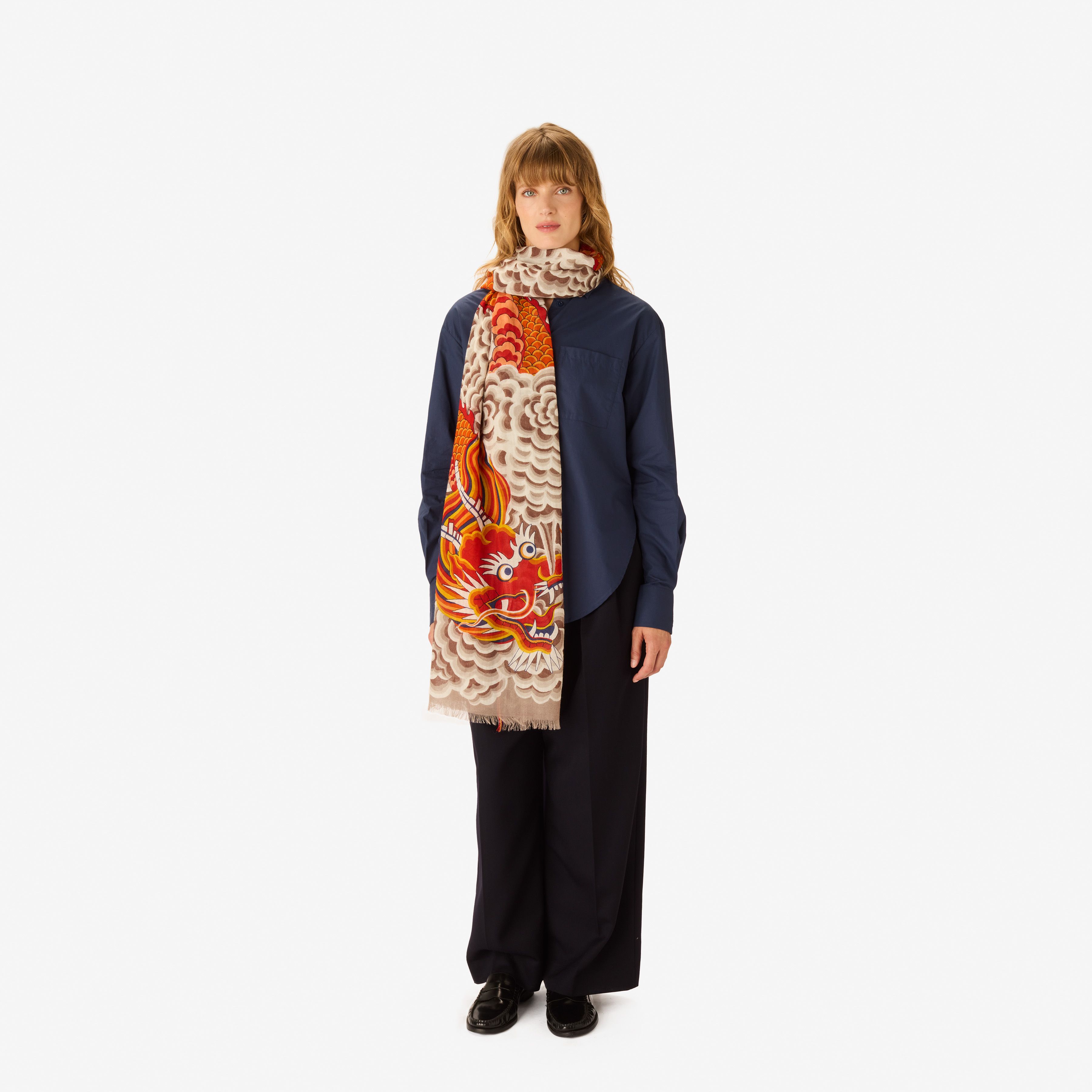 Scarf 70 - Dragon - Orange