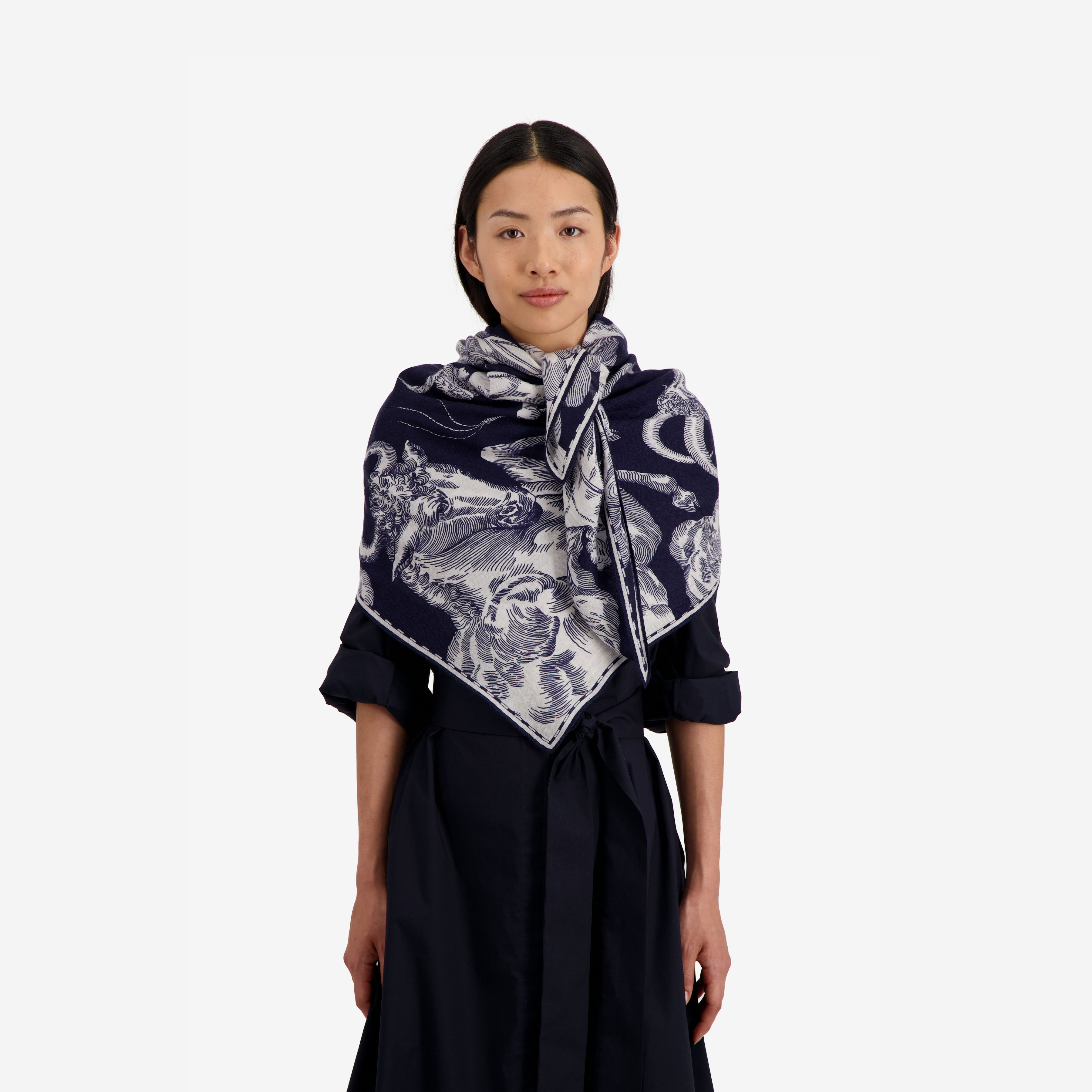 Foulard quadrato 130 - Astrologie - Blu scuro