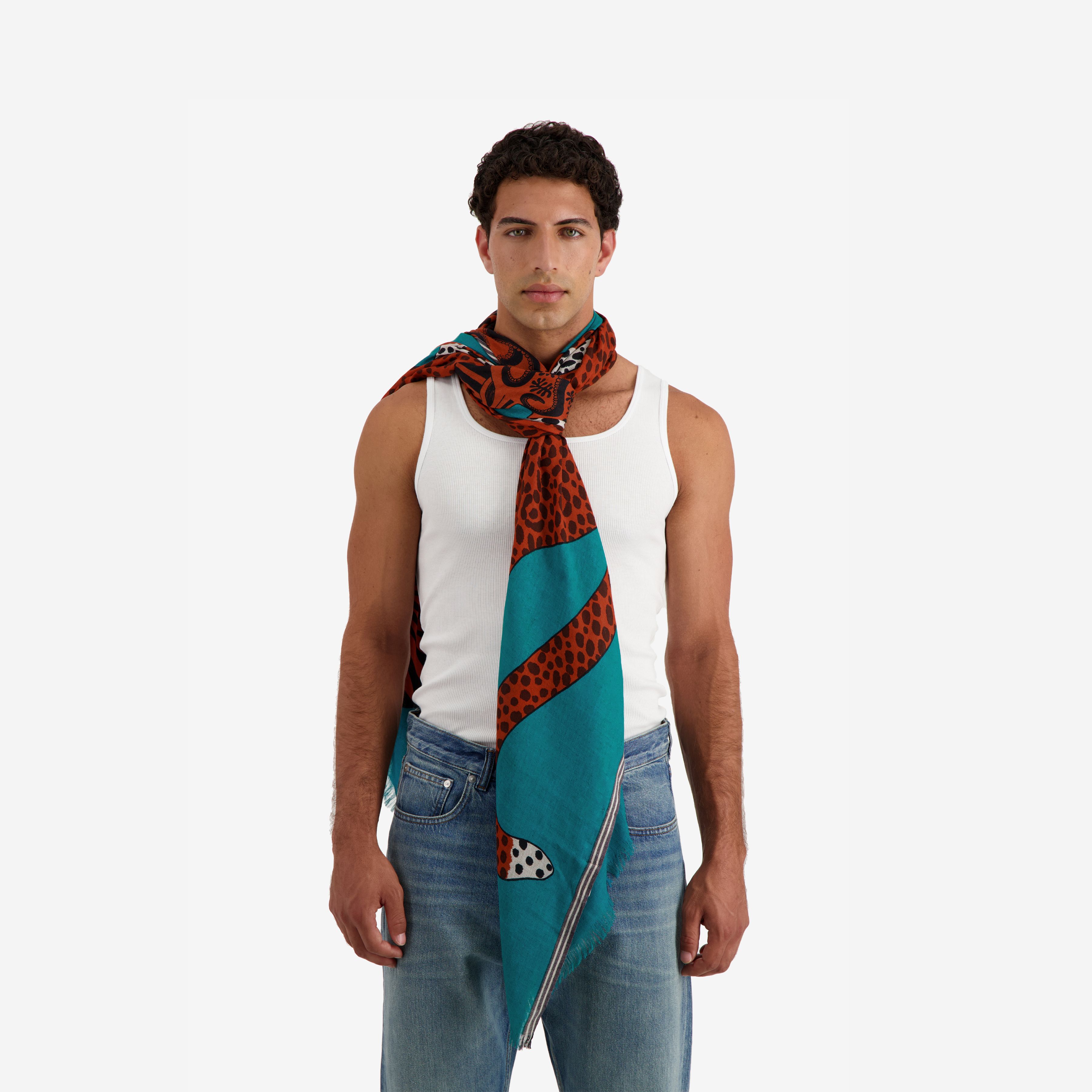 Cashmere Scarf 100 - Mykonos - Duck Blue