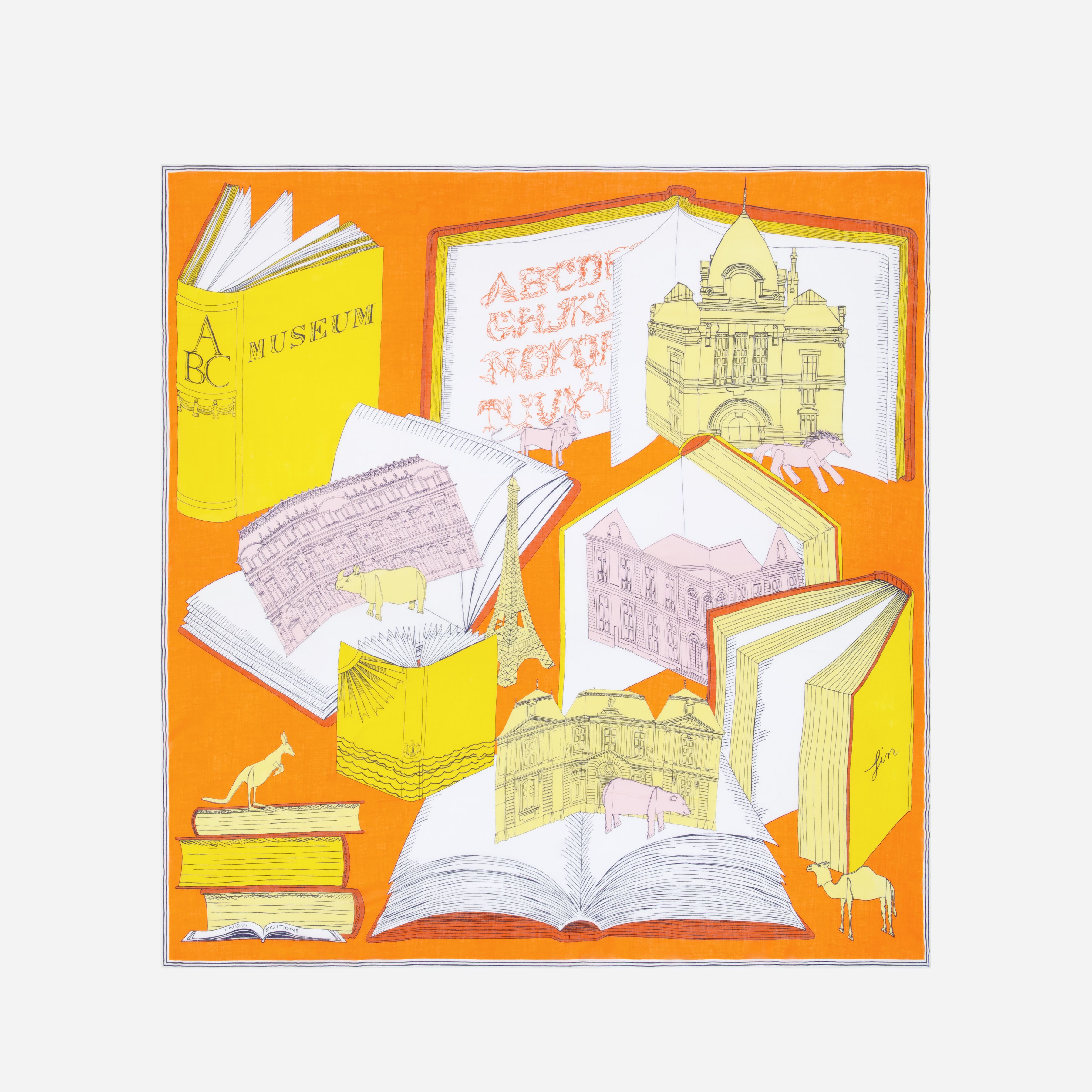 Quadratisches Tuch 130 - Museum - Orange
