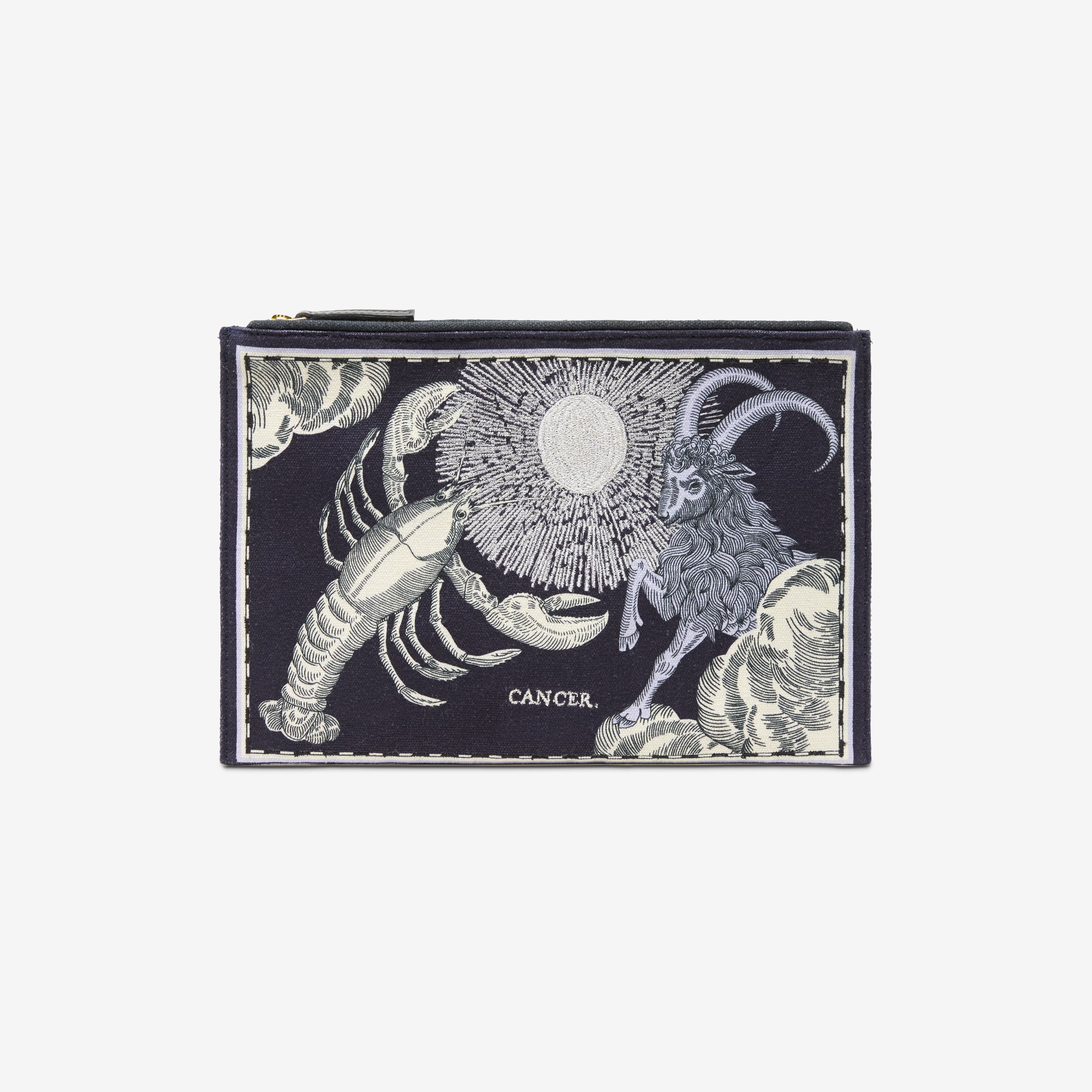 Embroidered Pouch - Astro Cancer - Blue