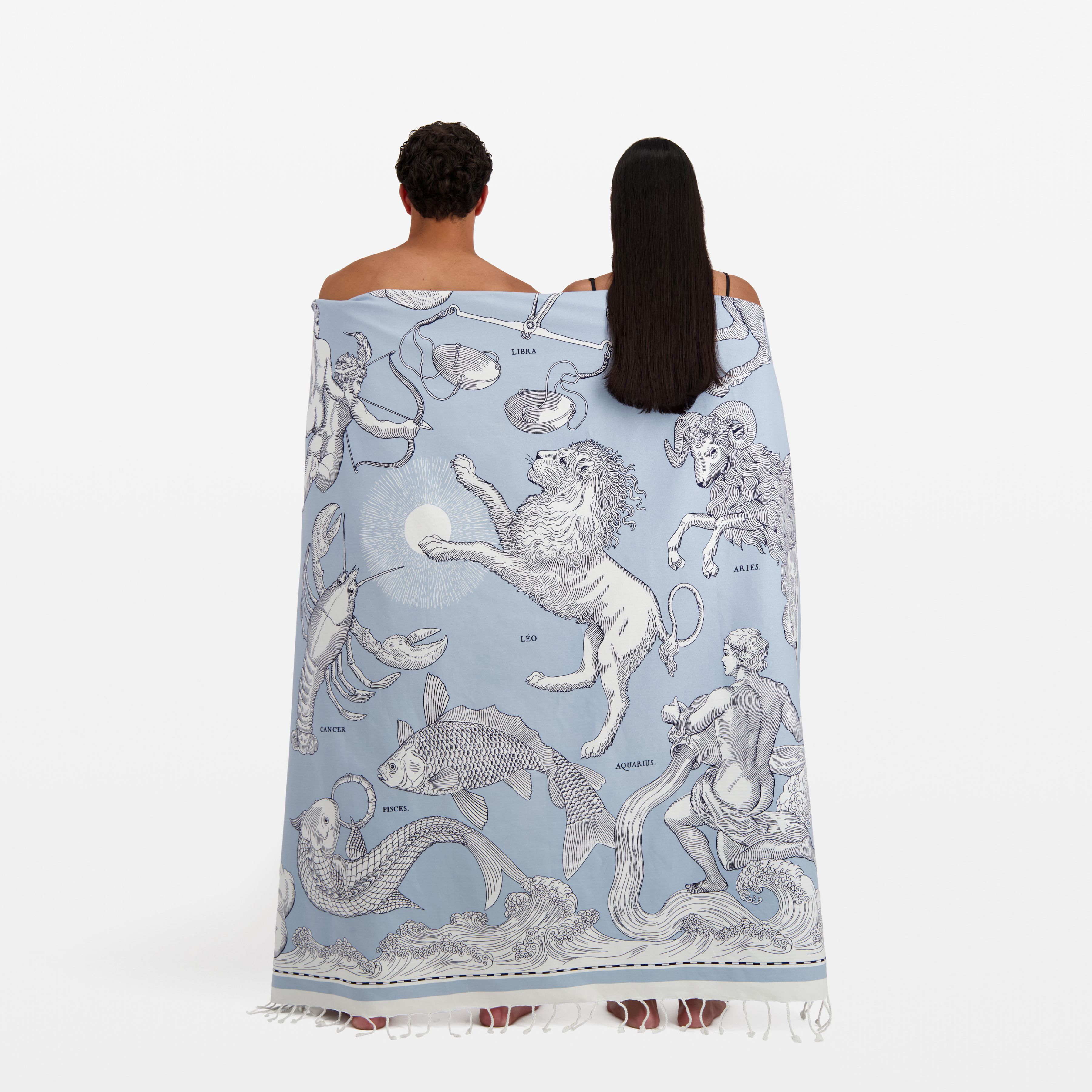 Fouta Towel 190 - Astrologie - Light Blue