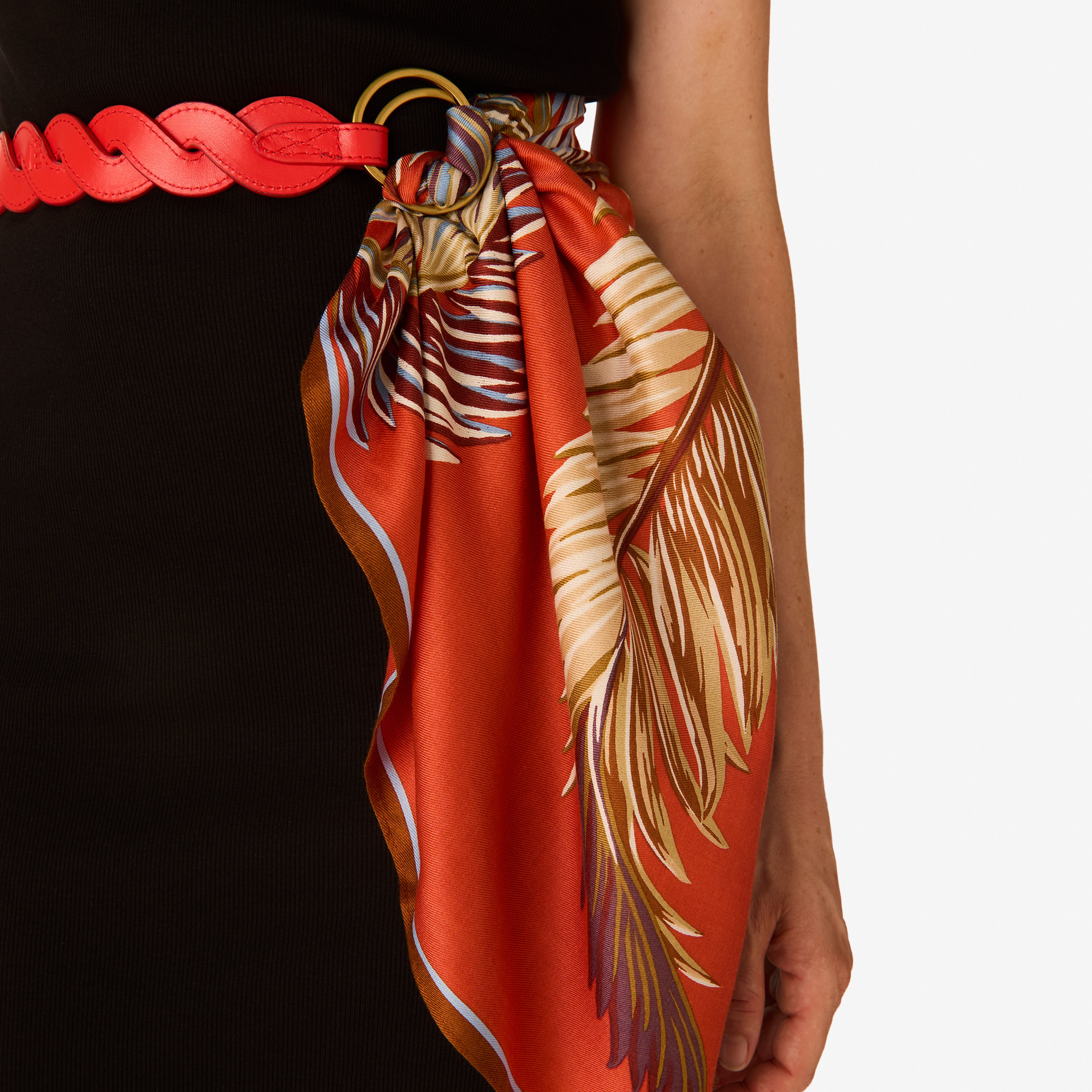 Leather Handle - Braid - Red