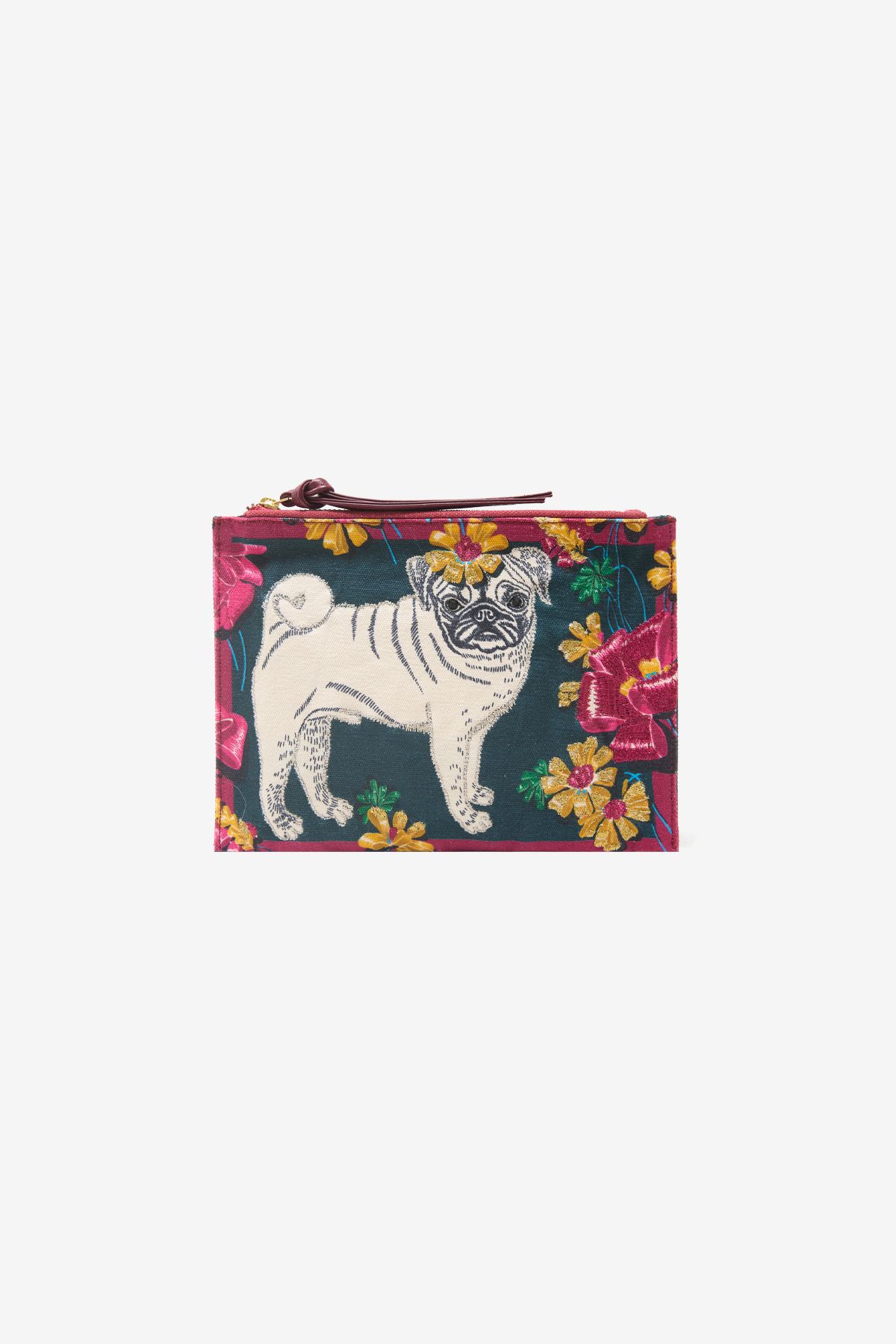 Embroidered Pouch - Toutou - Emerald