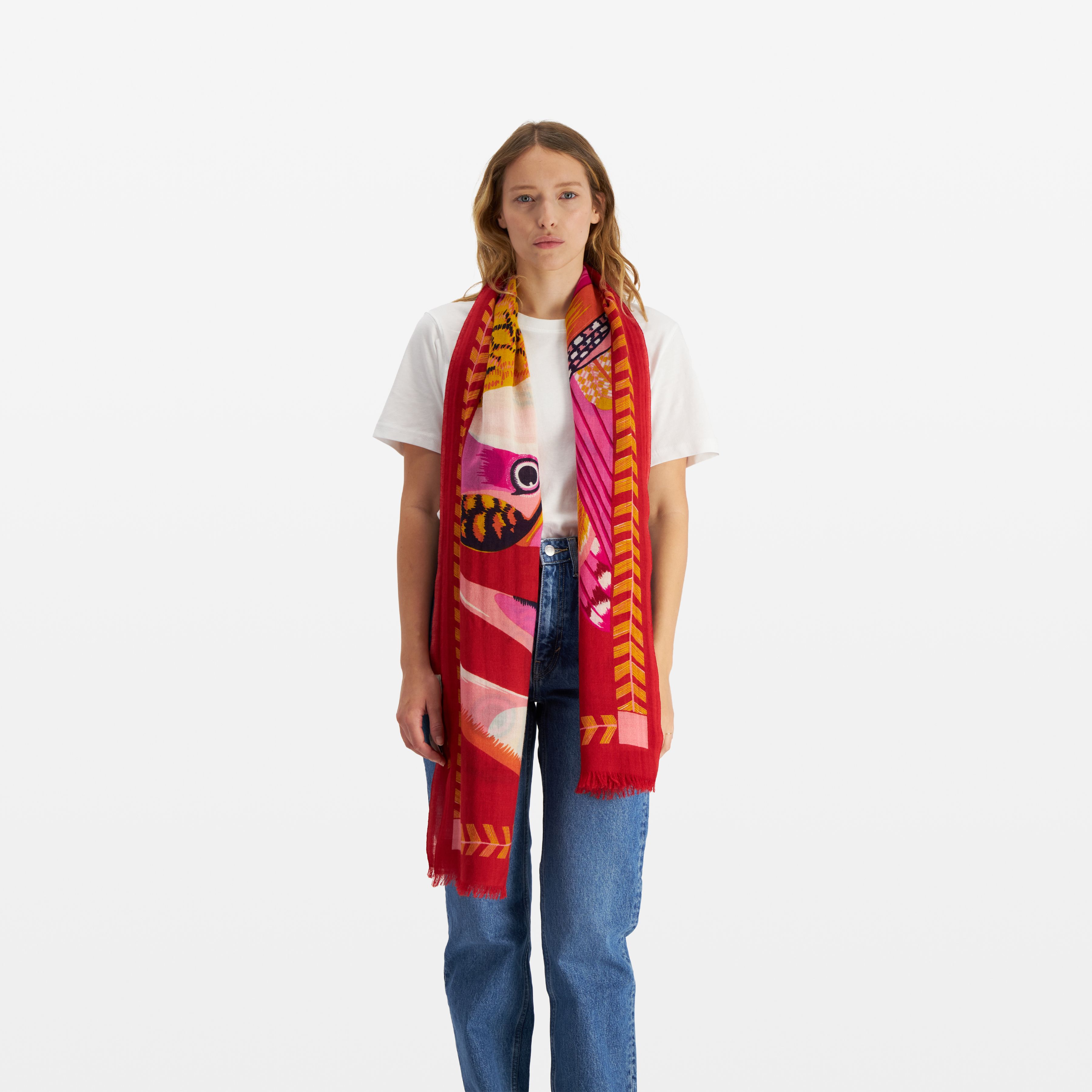 Scarf 70 - Toucan - Red