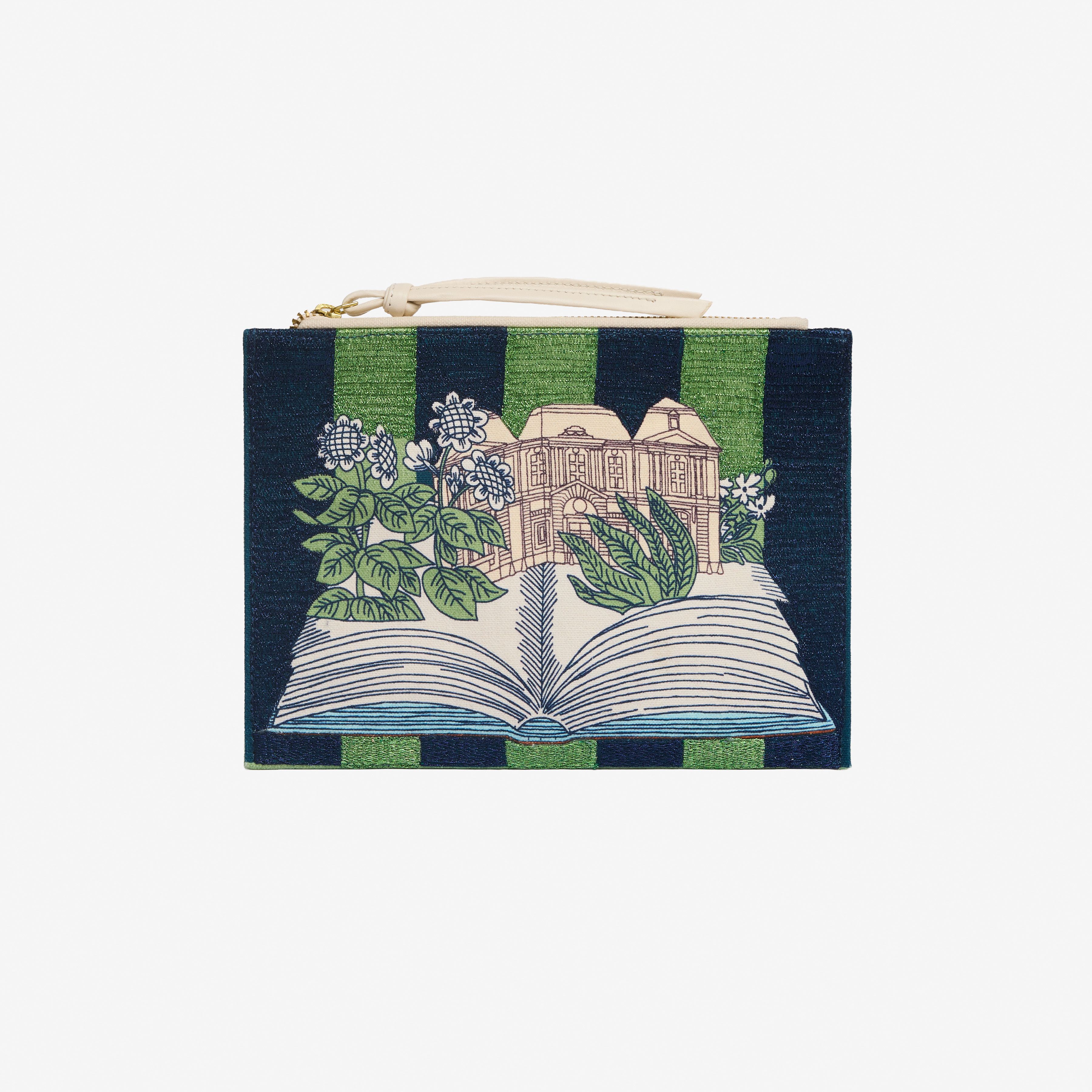 Bolso de Mano Bordado - Paris Septieme - Azul Marino